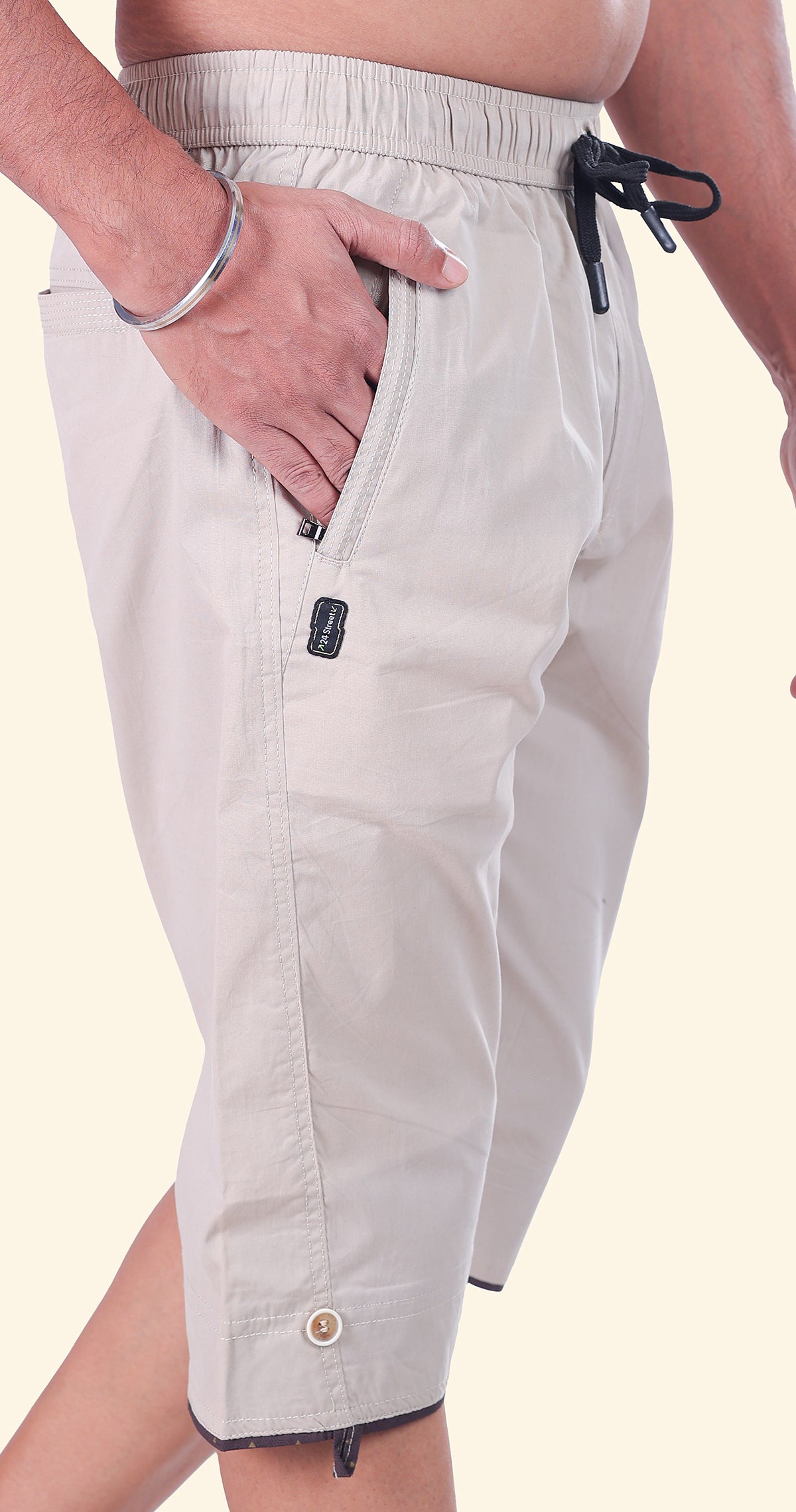 Men's Cornsilk Summer Ease Capri Solid Print Comfort Cotton