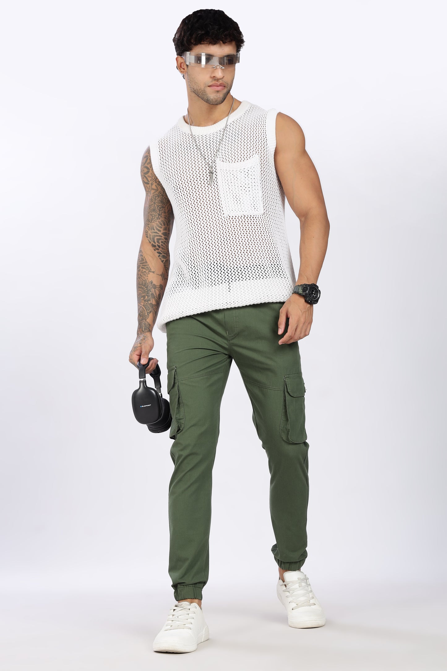 Men's Green Performance Pulse Solid Jogger Cotton