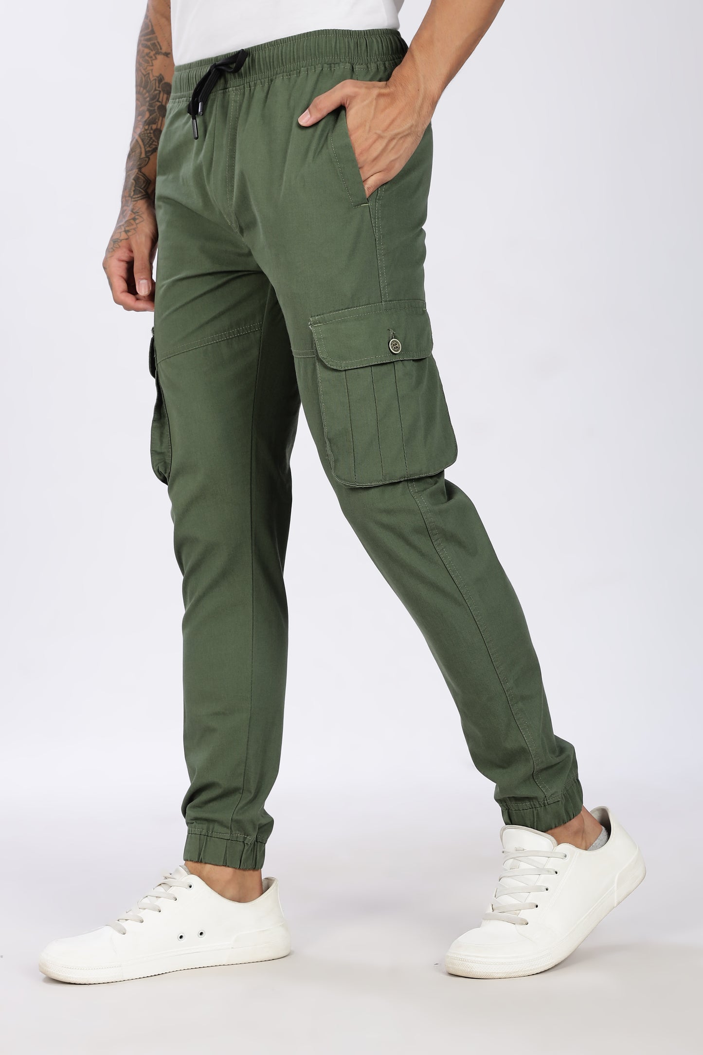 Men's Green Performance Pulse Solid Jogger Cotton