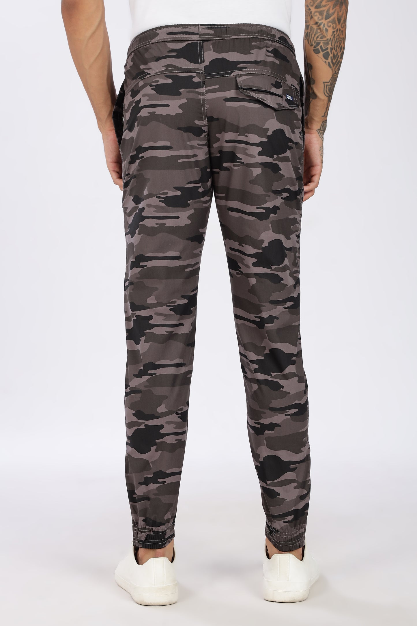 Men's Grey Comfort Stride Military Print Jogger Cotton