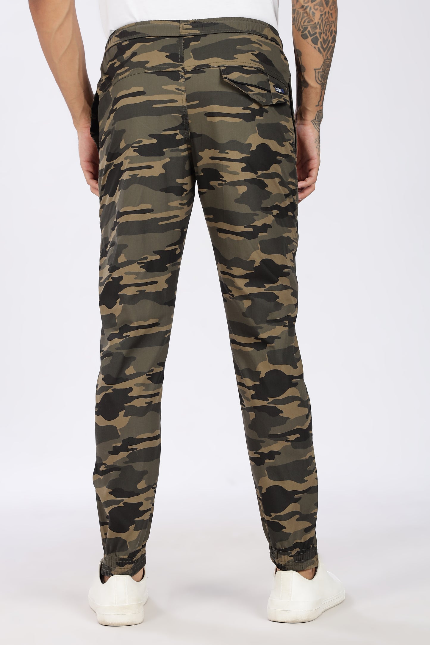 Men's Green Comfort Stride Military Print Jogger Cotton