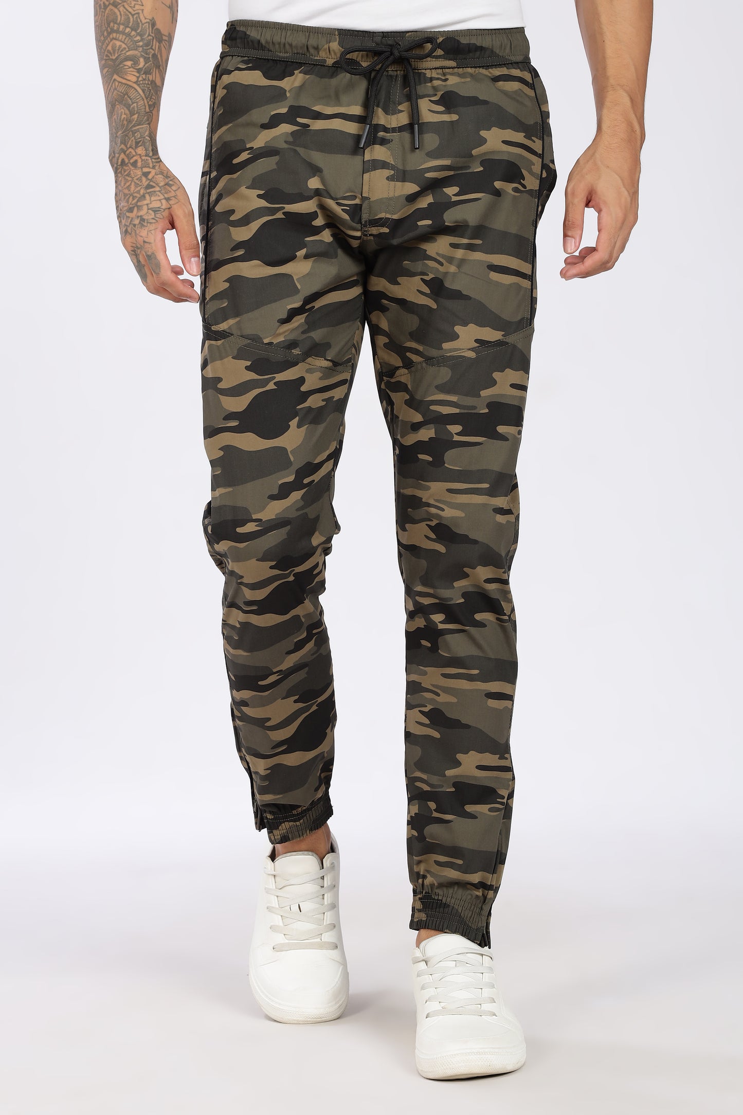 Men's Green Comfort Stride Military Print Jogger Cotton