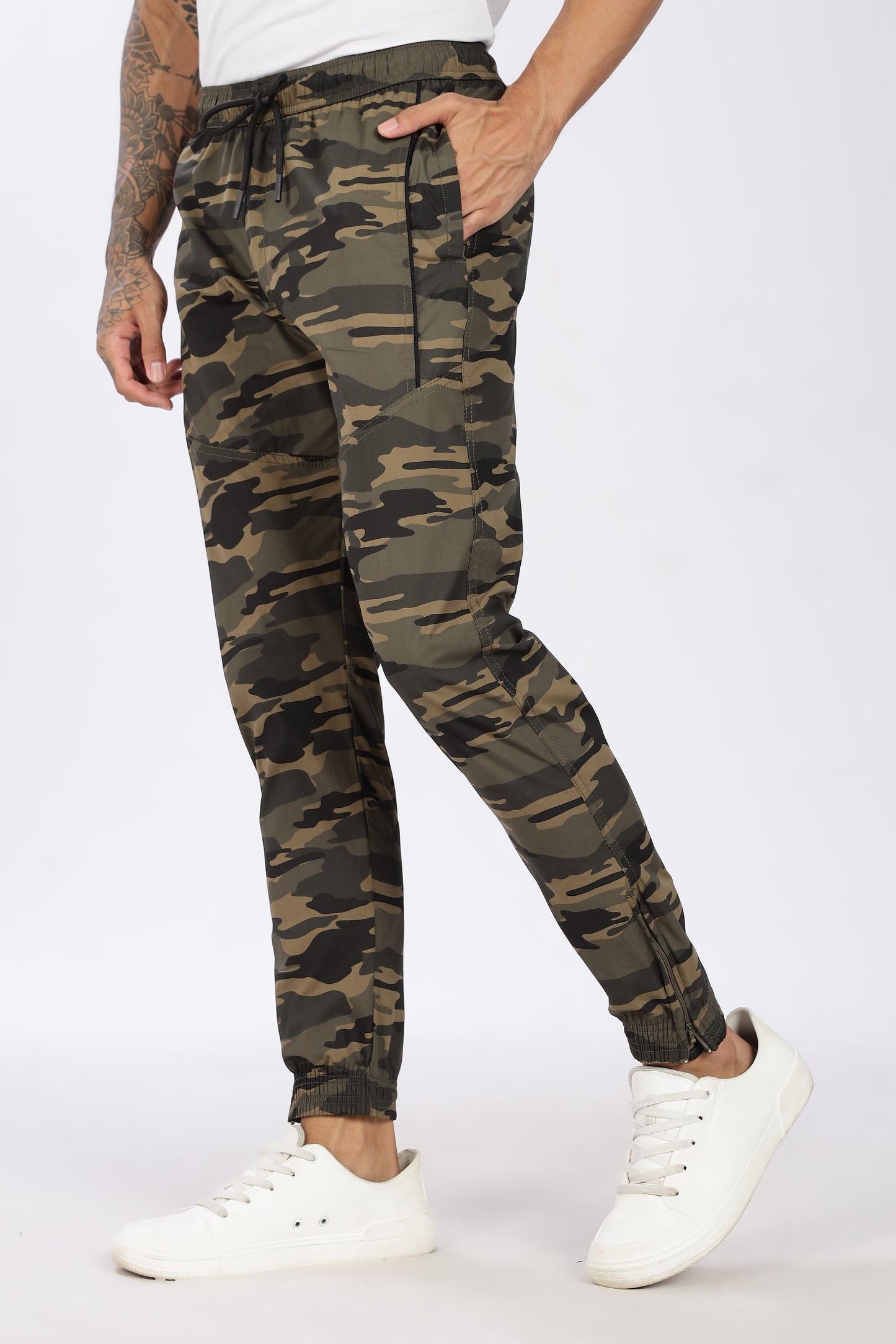 Men's Green Comfort Stride Military Print Jogger Cotton