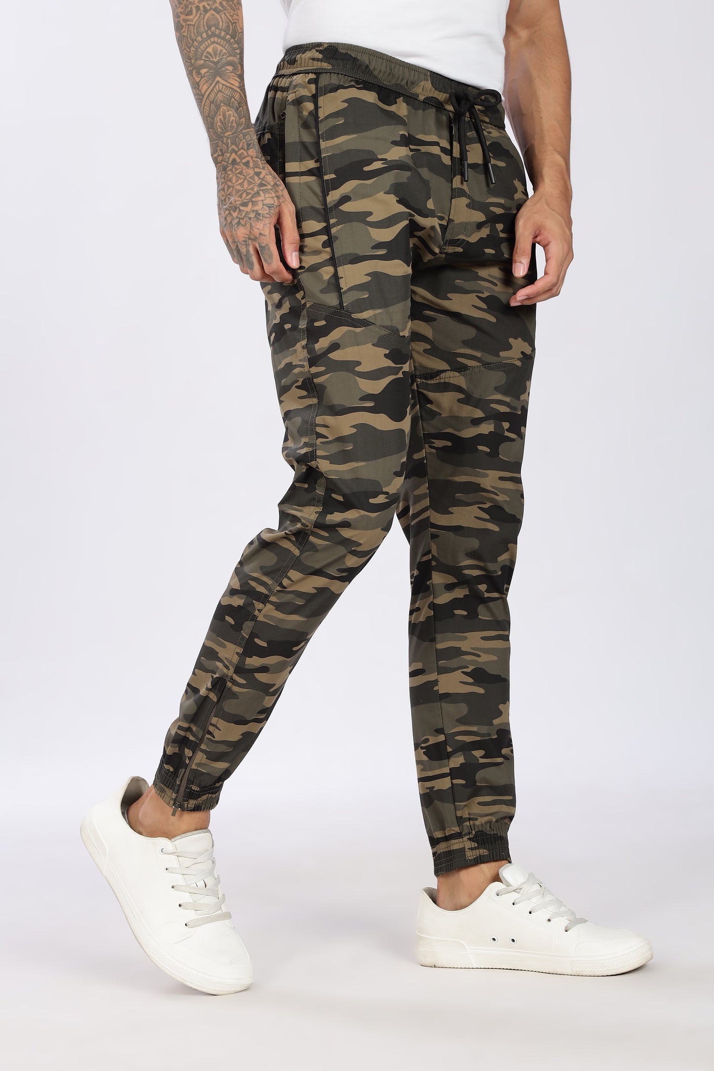 Men's Green Comfort Stride Military Print Jogger Cotton