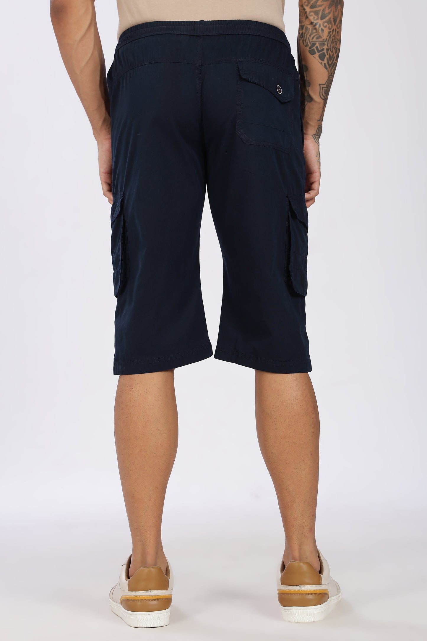 Men's Blue Trendy Trails Capri Solid Print Comfort Cotton