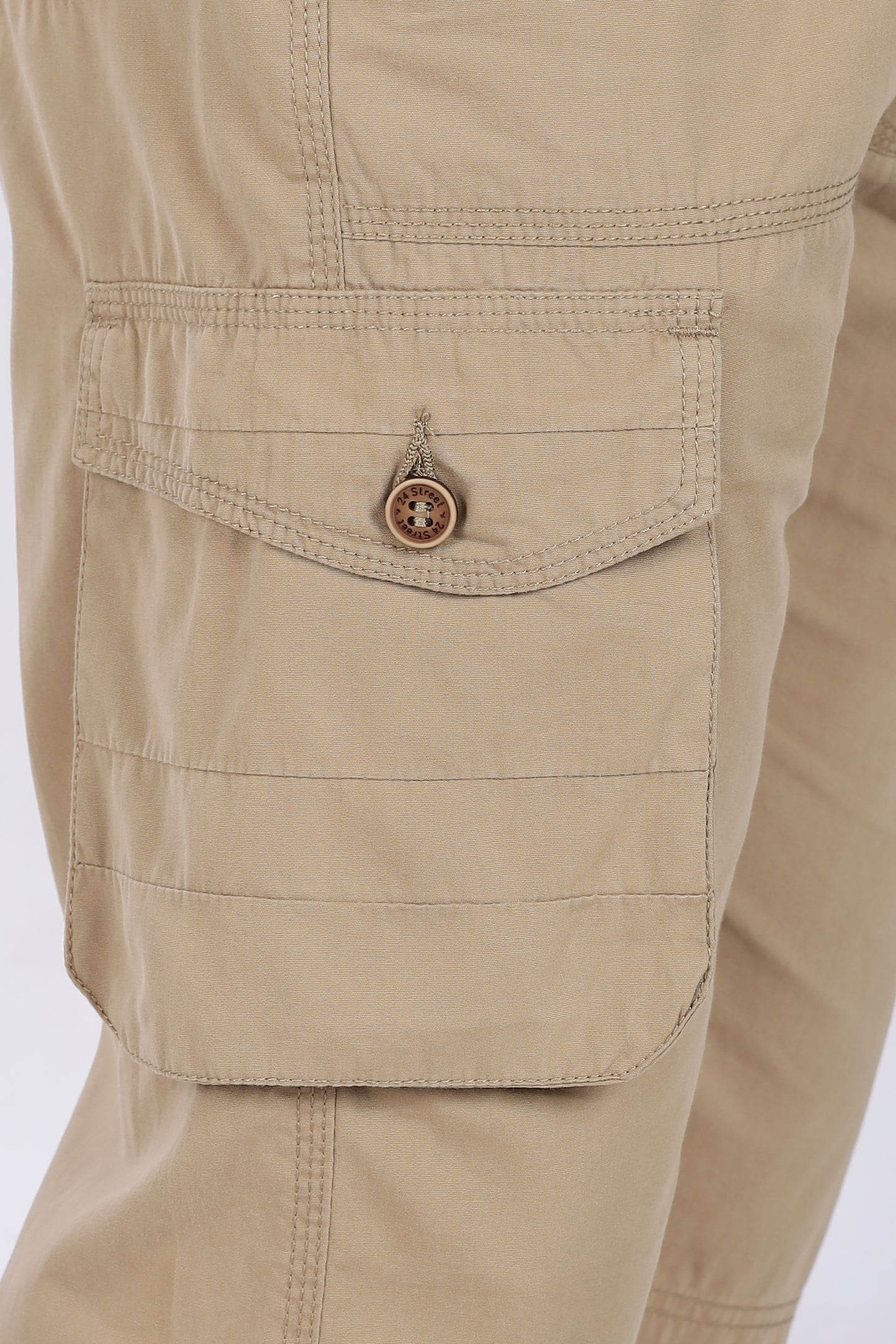 Men's Light Biscuit Trendy Trails Capri Solid Print Comfort Cotton