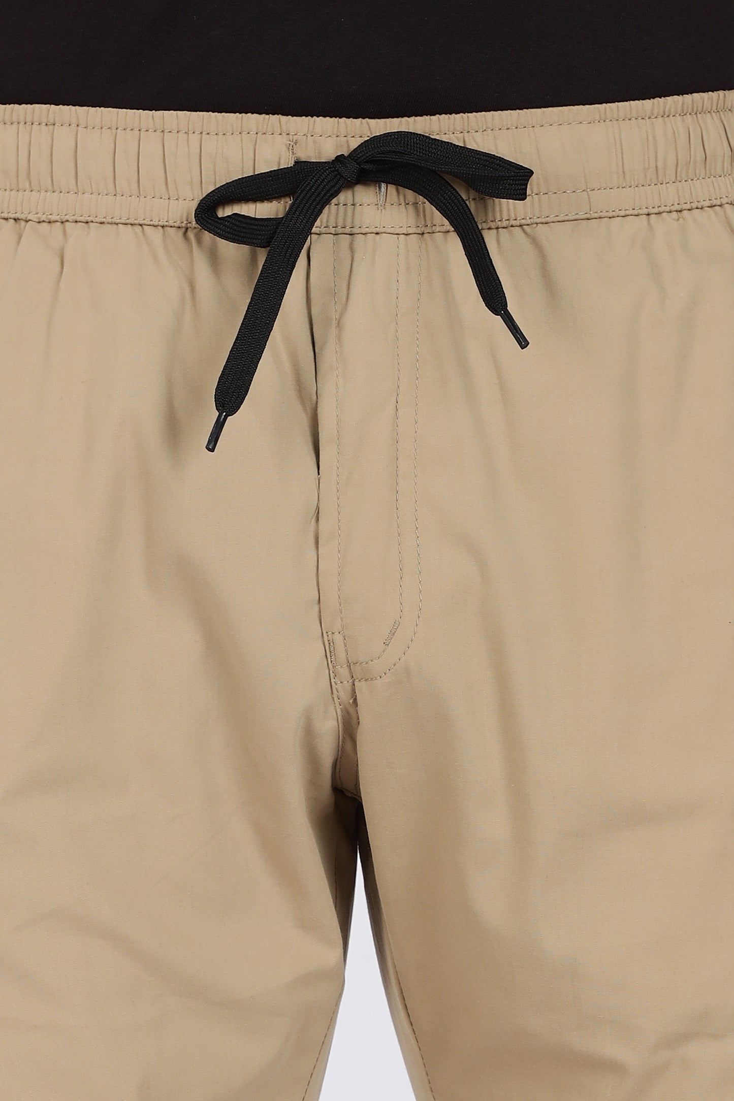 Men's Beige Cool Comfort Capri Solid Print Comfort Cotton