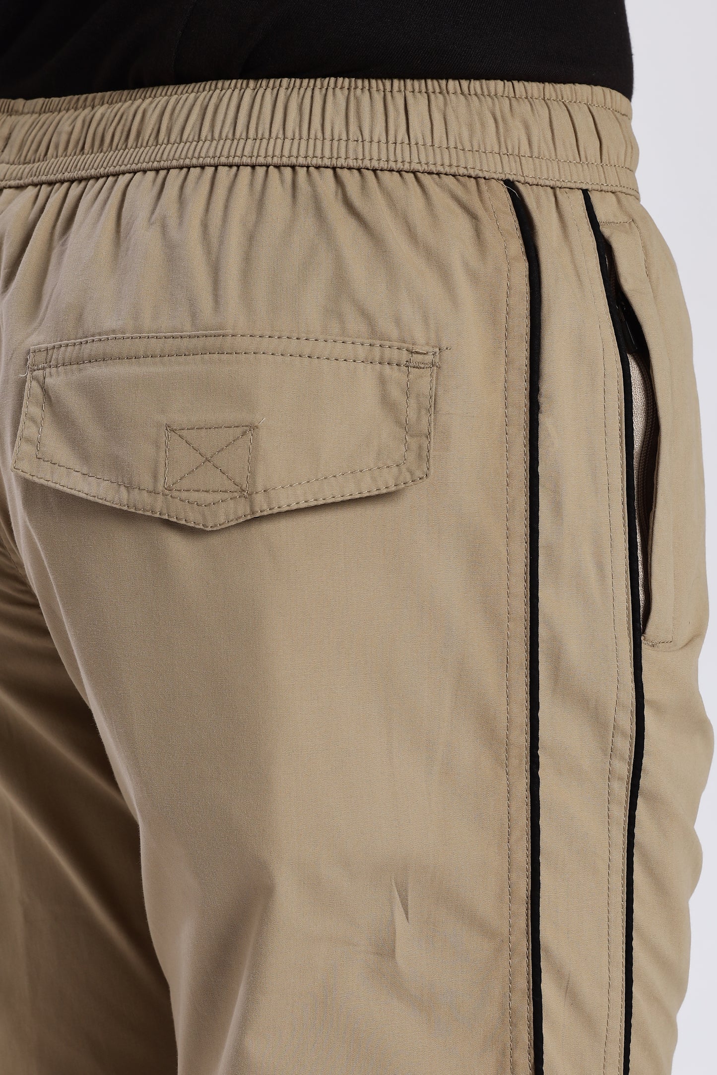 Men's Beige Cool Comfort Capri Solid Print Comfort Cotton