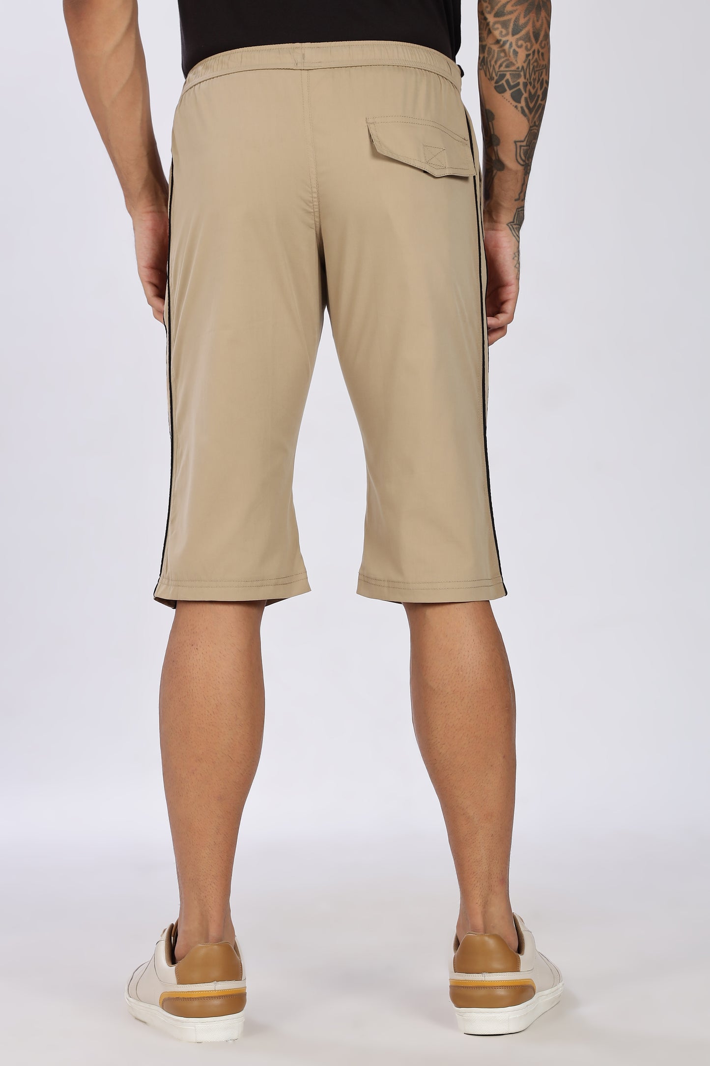 Men's Beige Cool Comfort Capri Solid Print Comfort Cotton