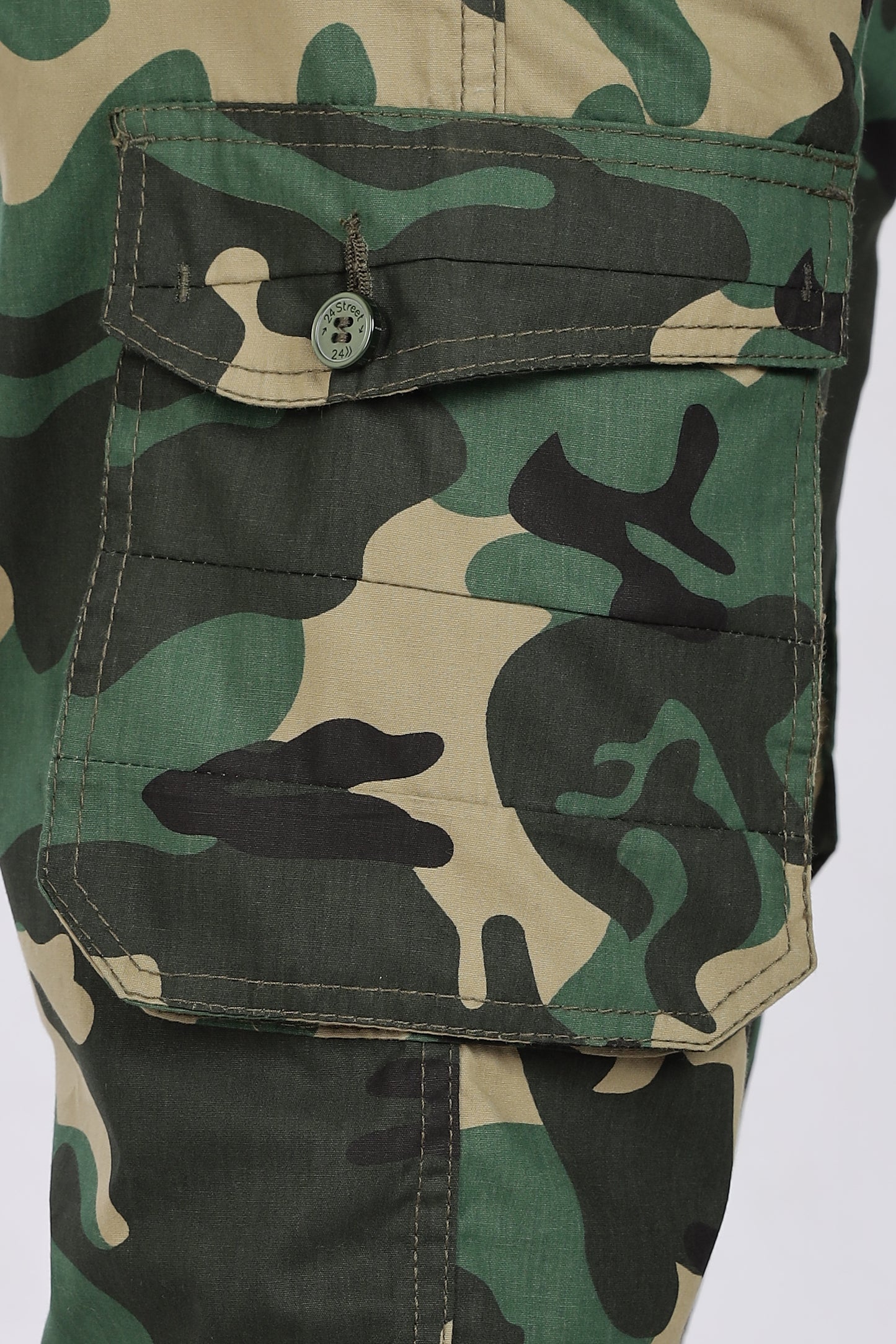 Men's Green Adventure Capri Military Print Comfort Cotton