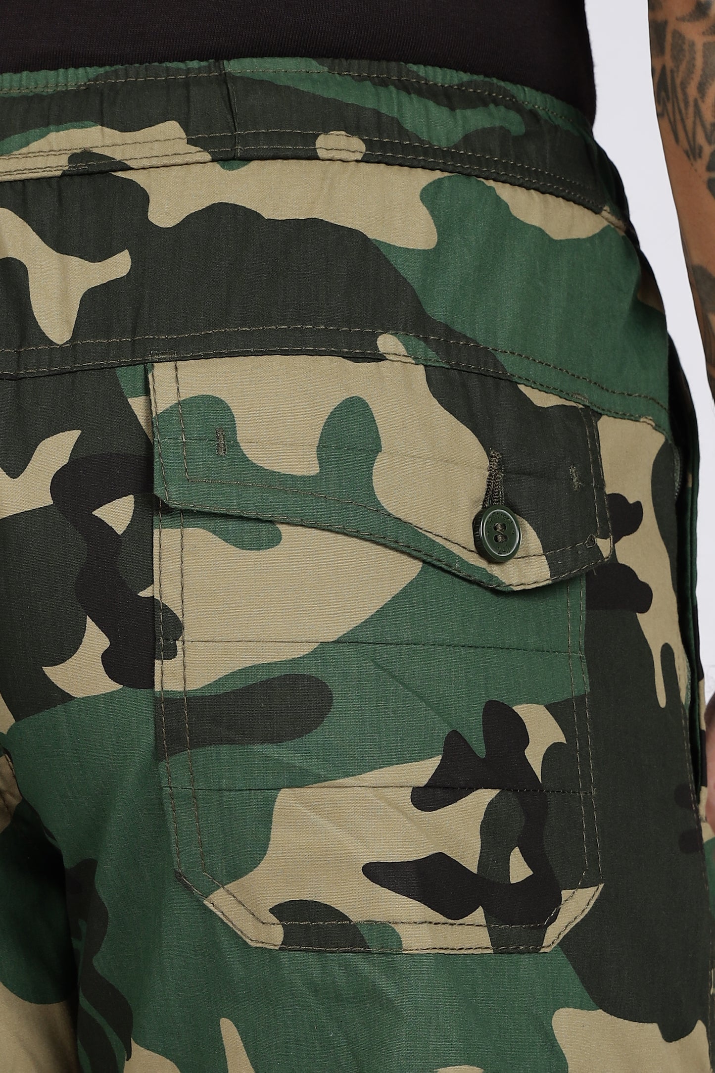 Men's Green Adventure Capri Military Print Comfort Cotton