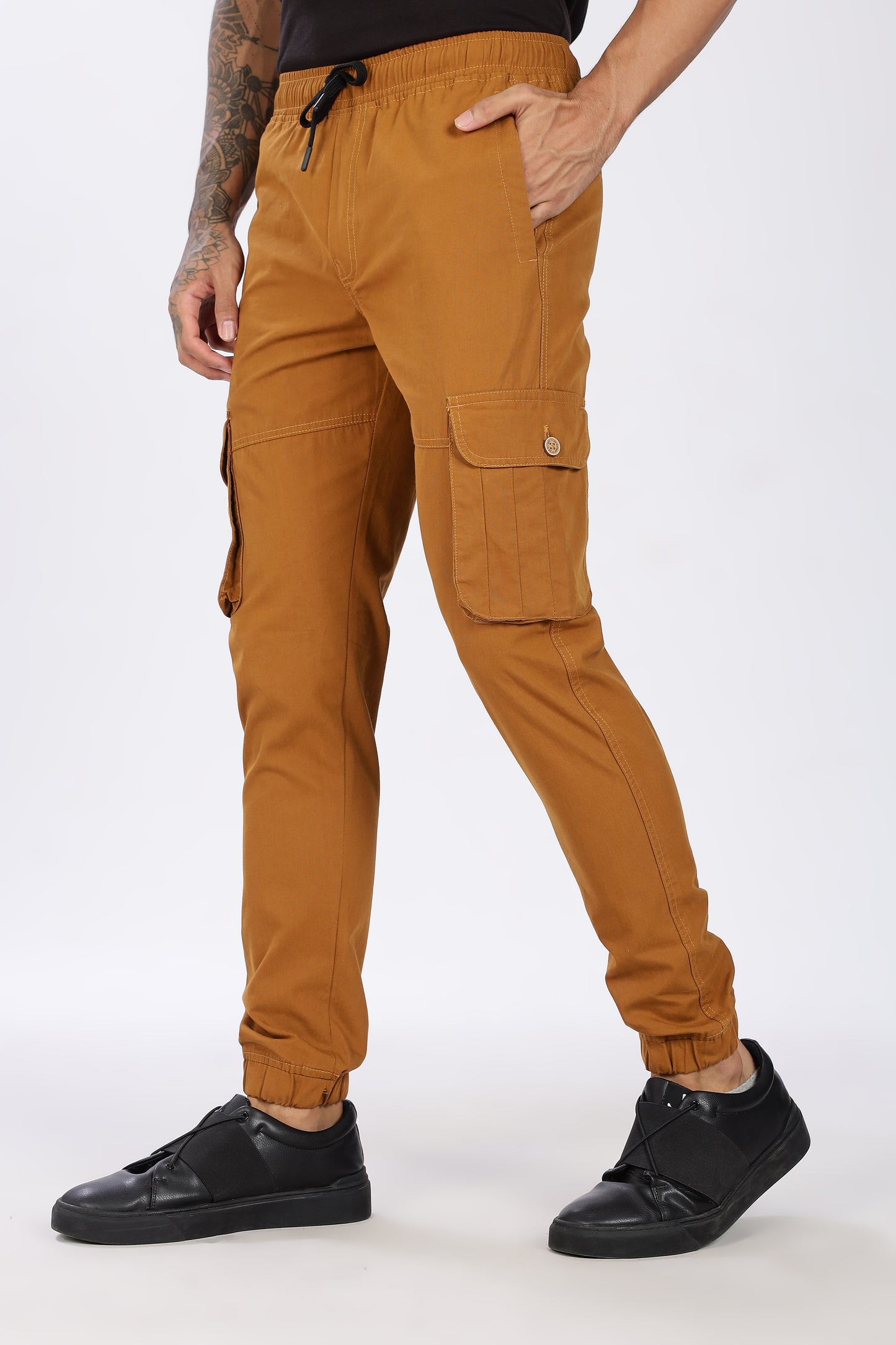 Men's Mustard Brown Performance Pulse Solid Jogger Cotton
