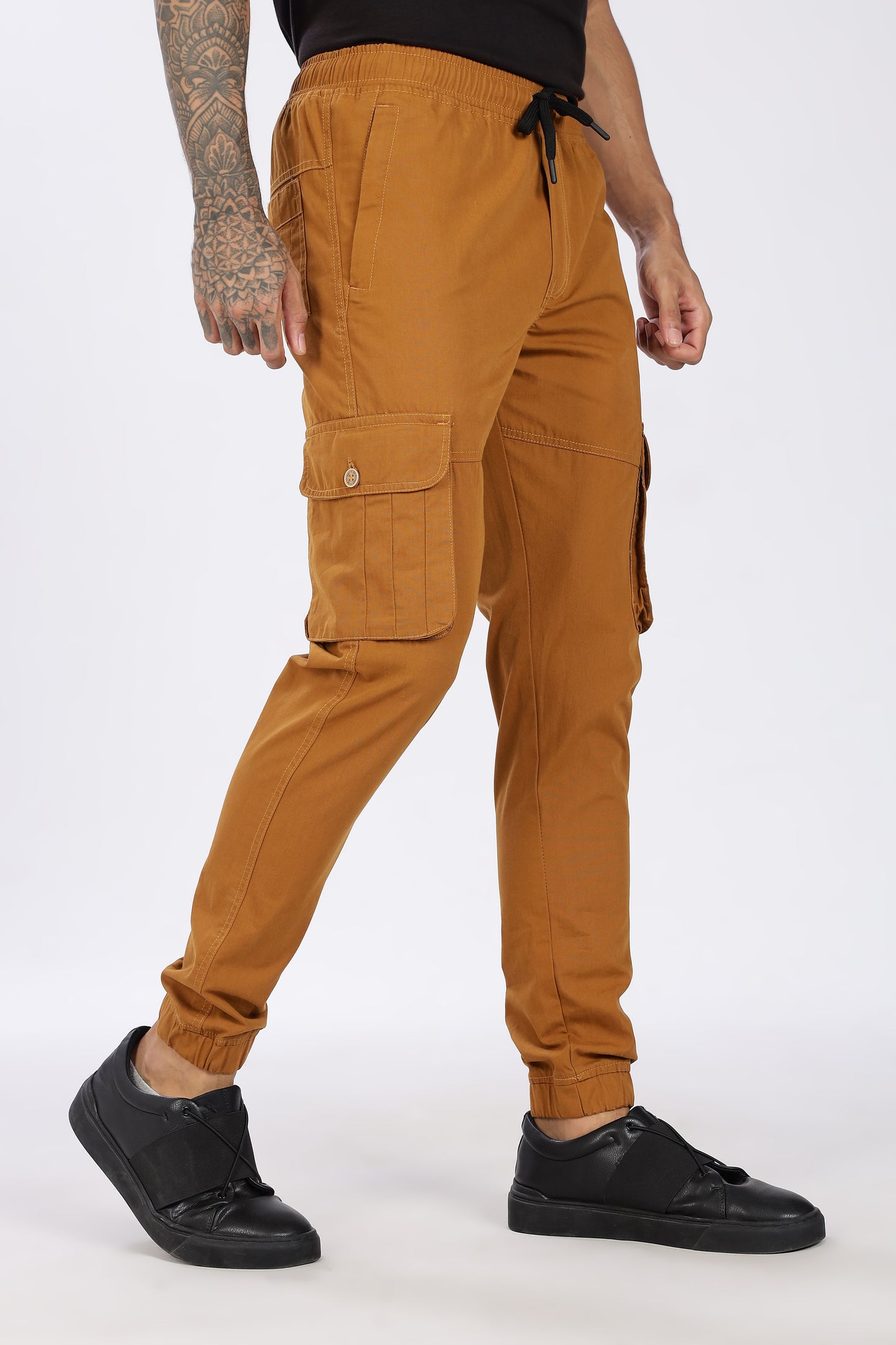 Men's Mustard Brown Performance Pulse Solid Jogger Cotton