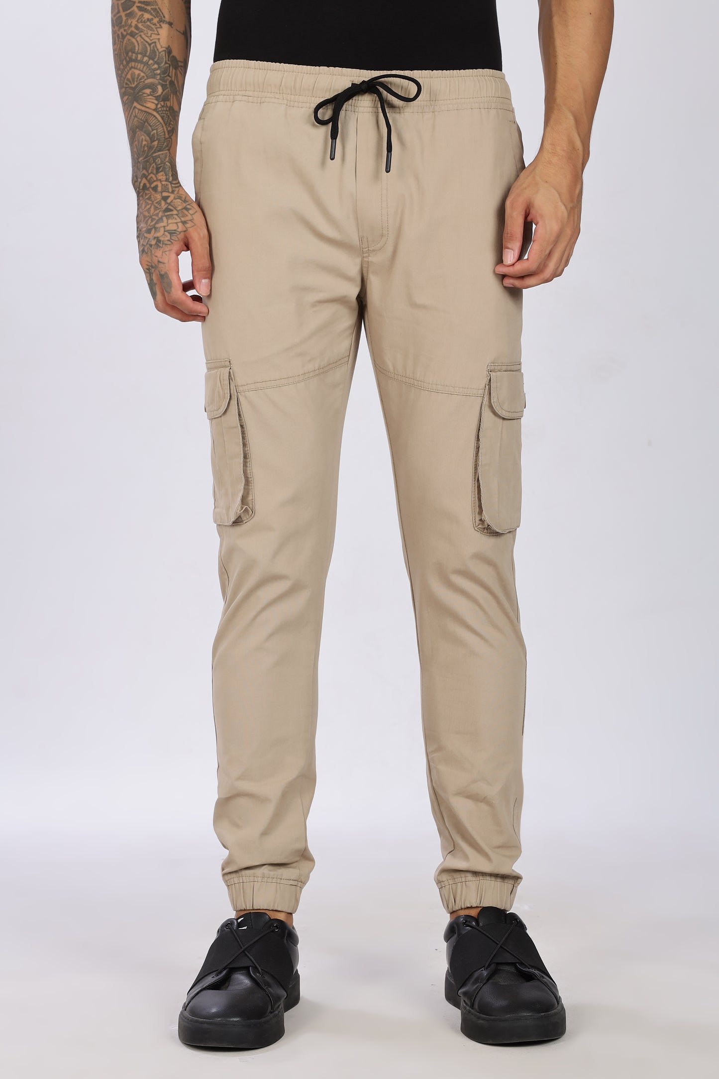 Men's Light Beige Performance Pulse Solid Jogger Cotton
