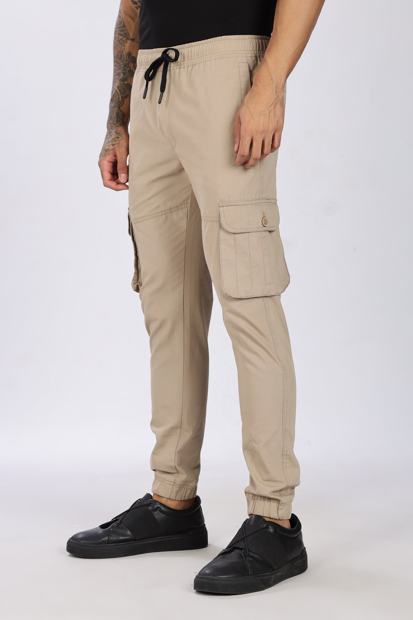 Men's Light Beige Performance Pulse Solid Jogger Cotton