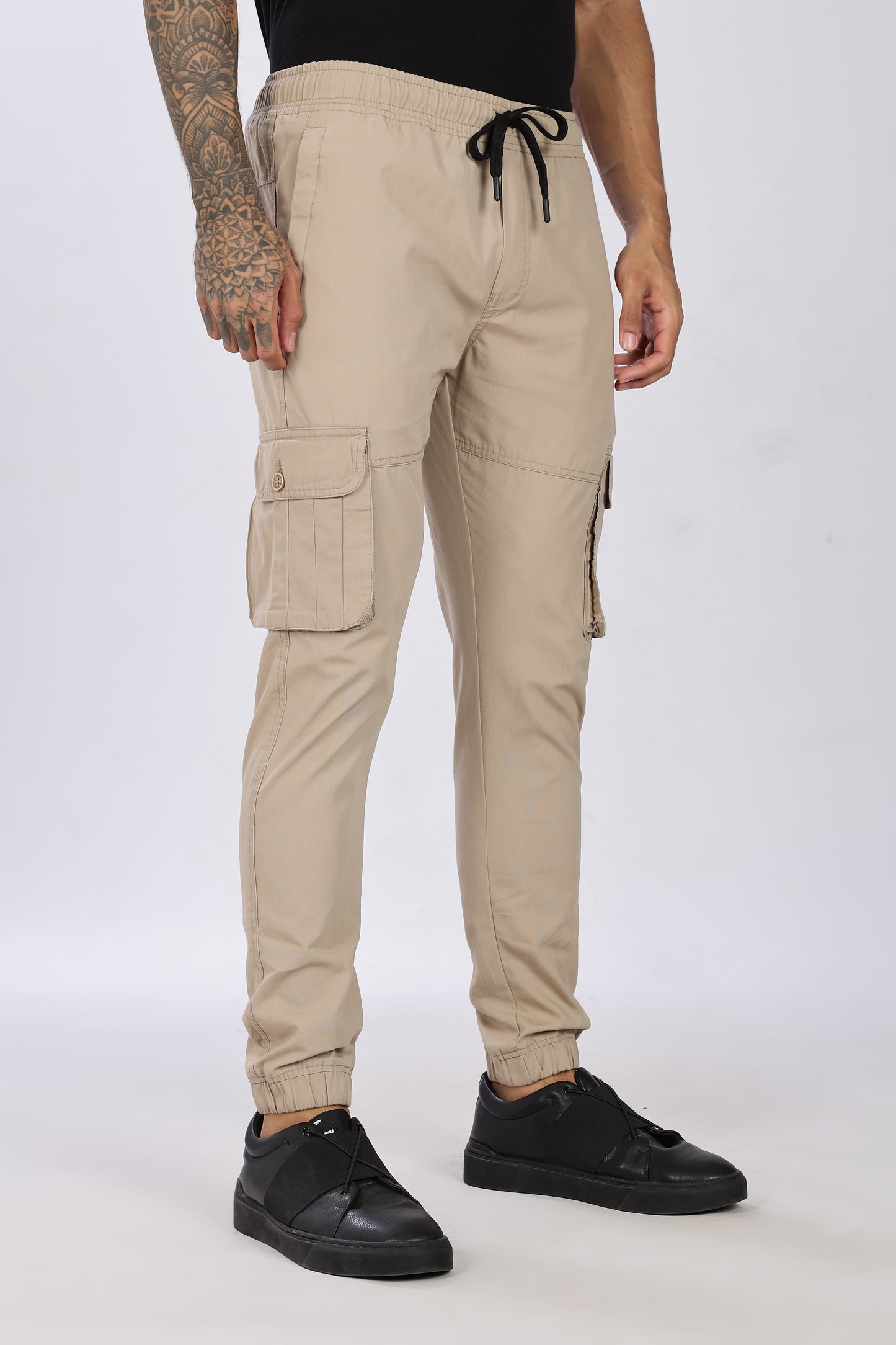 Men's Light Beige Performance Pulse Solid Jogger Cotton