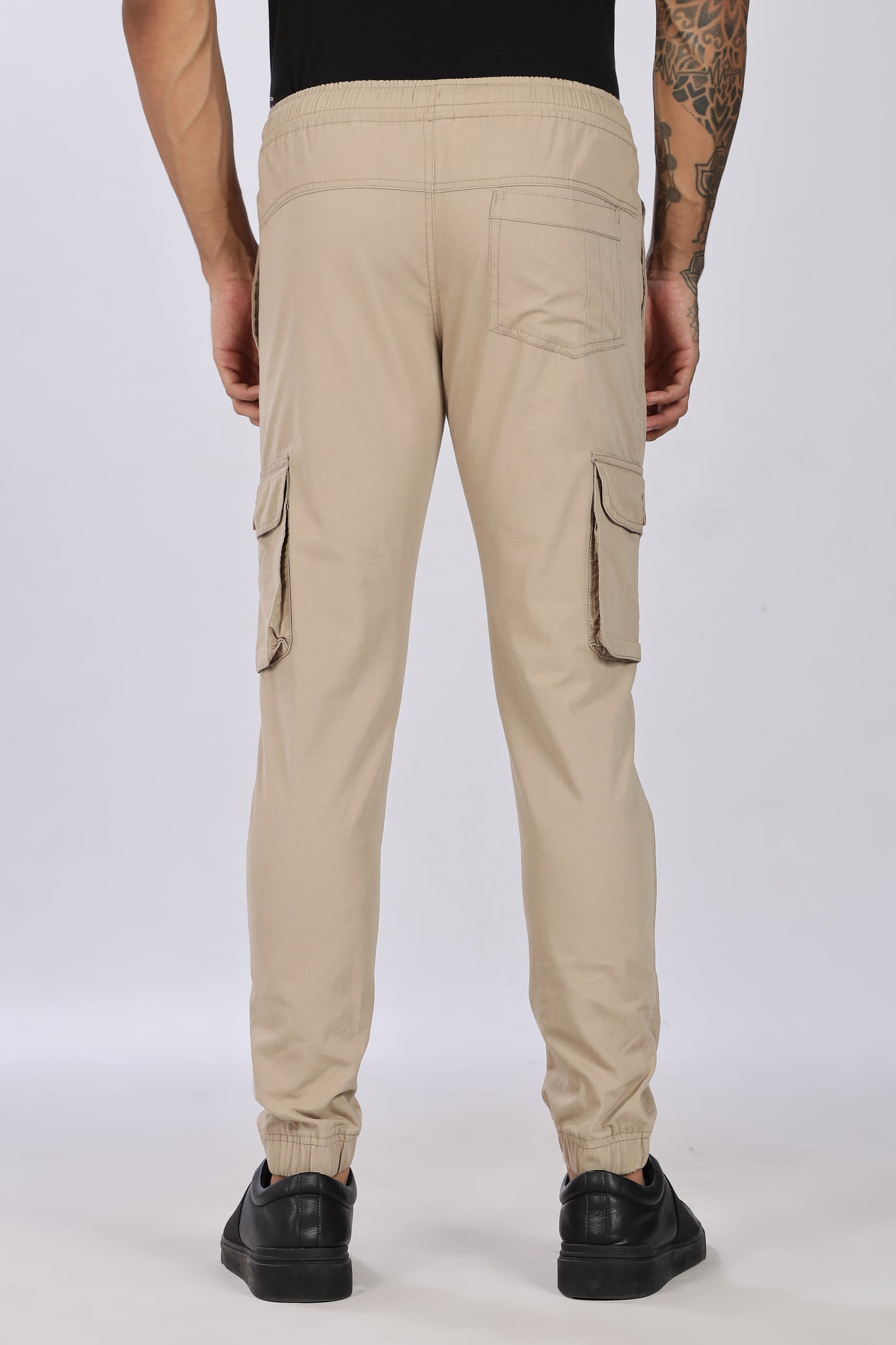 Men's Light Beige Performance Pulse Solid Jogger Cotton