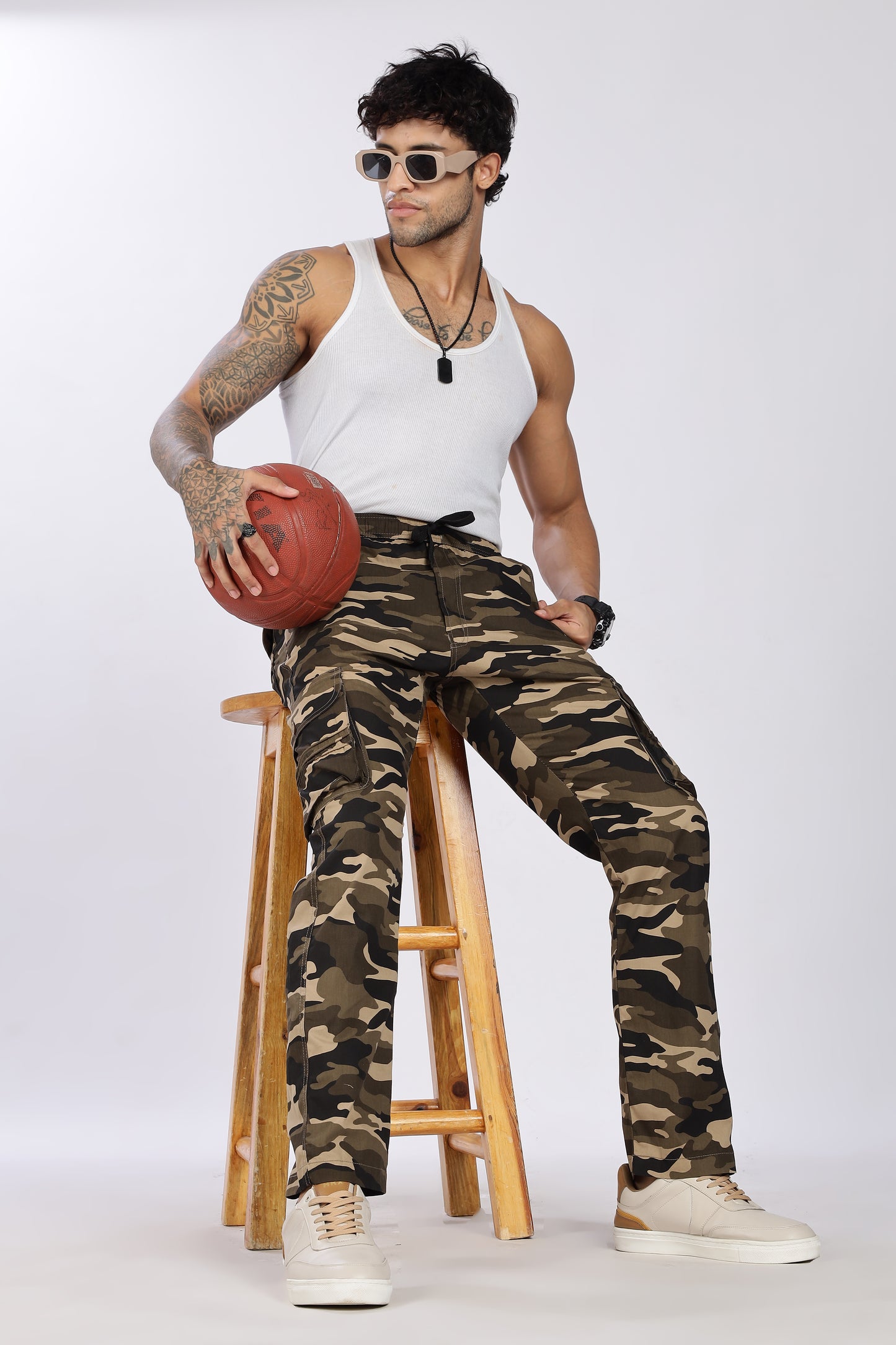 Men's Brown Soft Stride Pyjama Pants Military Print Comfort Cotton