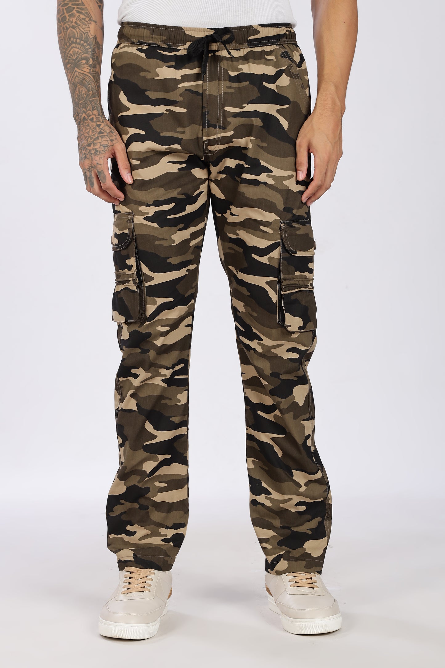 Men's Brown Soft Stride Pyjama Pants Military Print Comfort Cotton