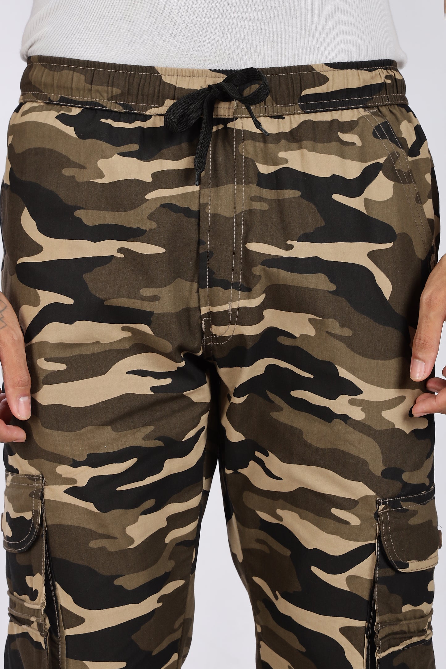 Men's Brown Soft Stride Pyjama Pants Military Print Comfort Cotton