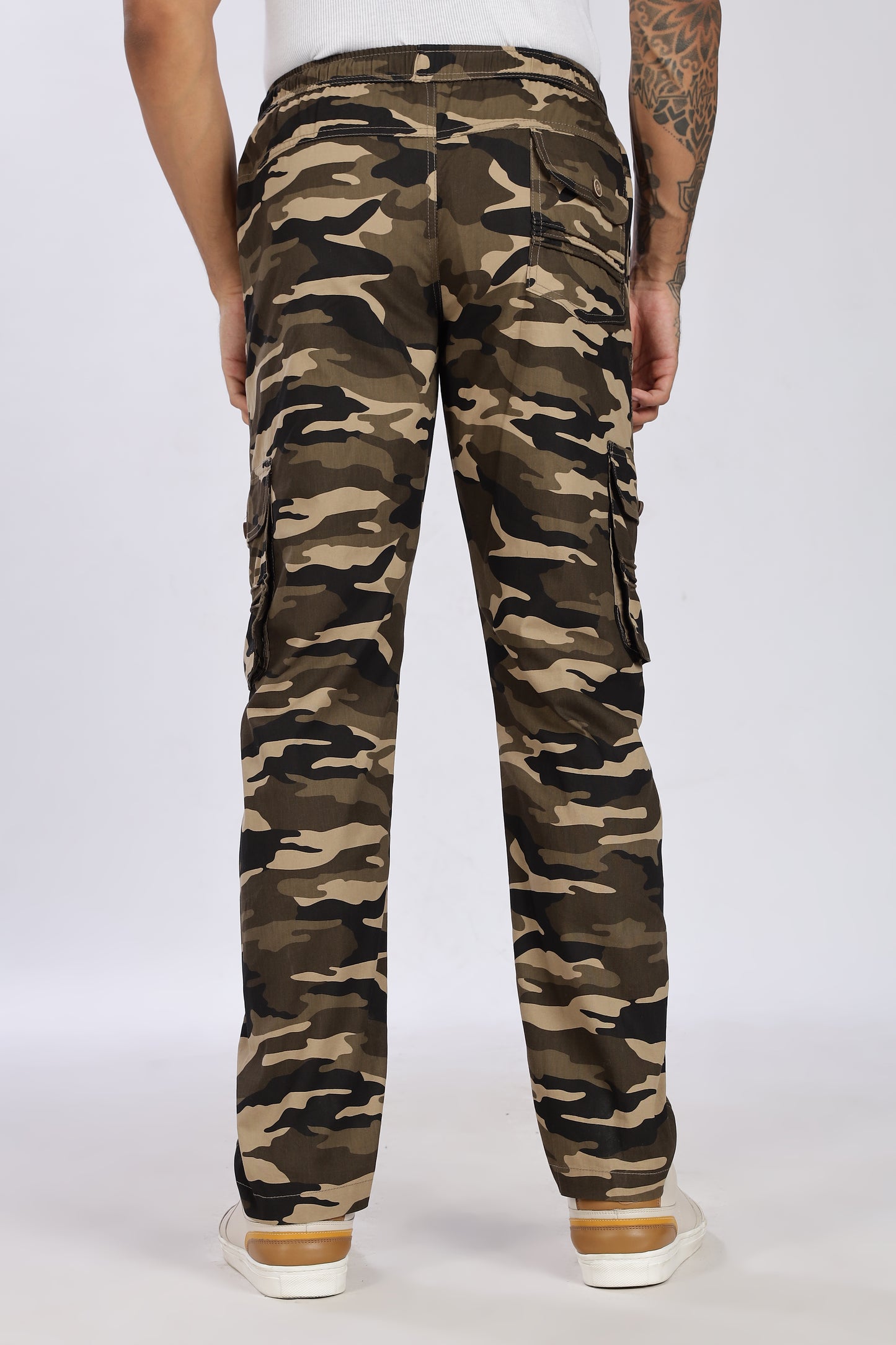 Men's Brown Soft Stride Pyjama Pants Military Print Comfort Cotton