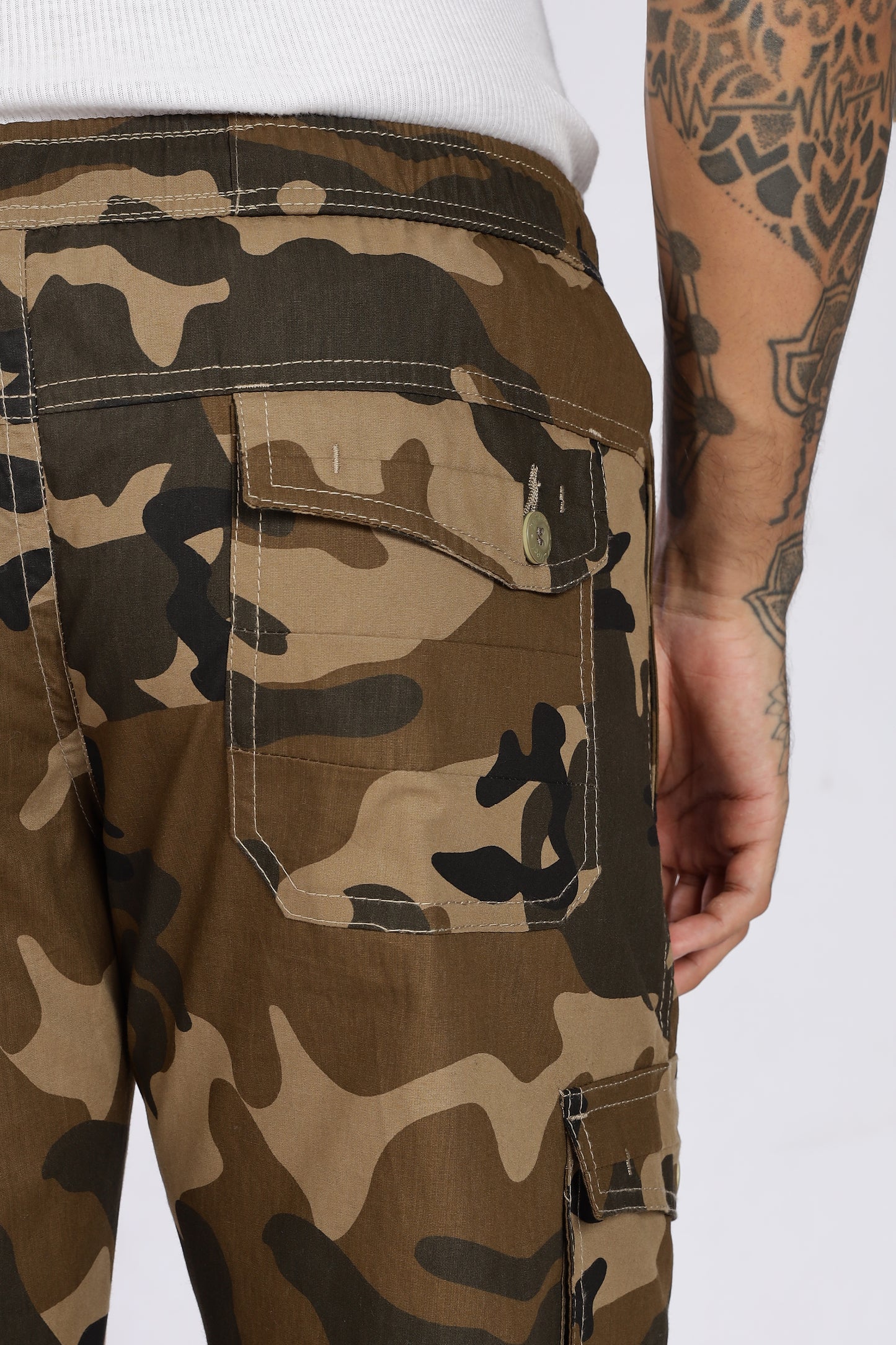 Men's Brown Adventure Capri Military Print Comfort Cotton