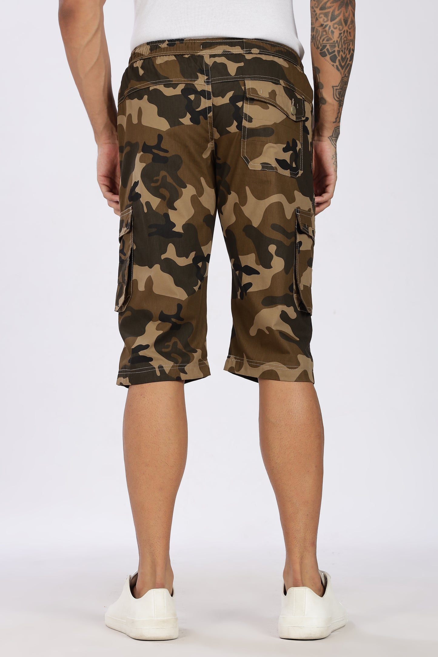Men's Brown Adventure Capri Military Print Comfort Cotton