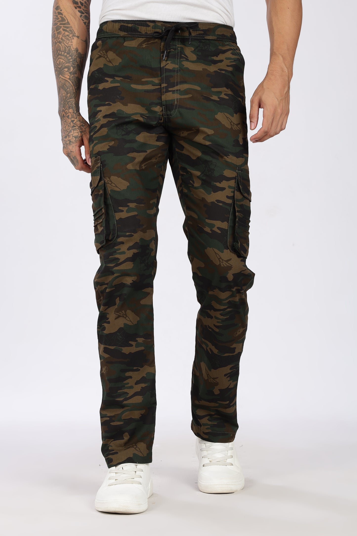 Men's Green Soft Stride Pyjama Pants Military Print Comfort Cotton