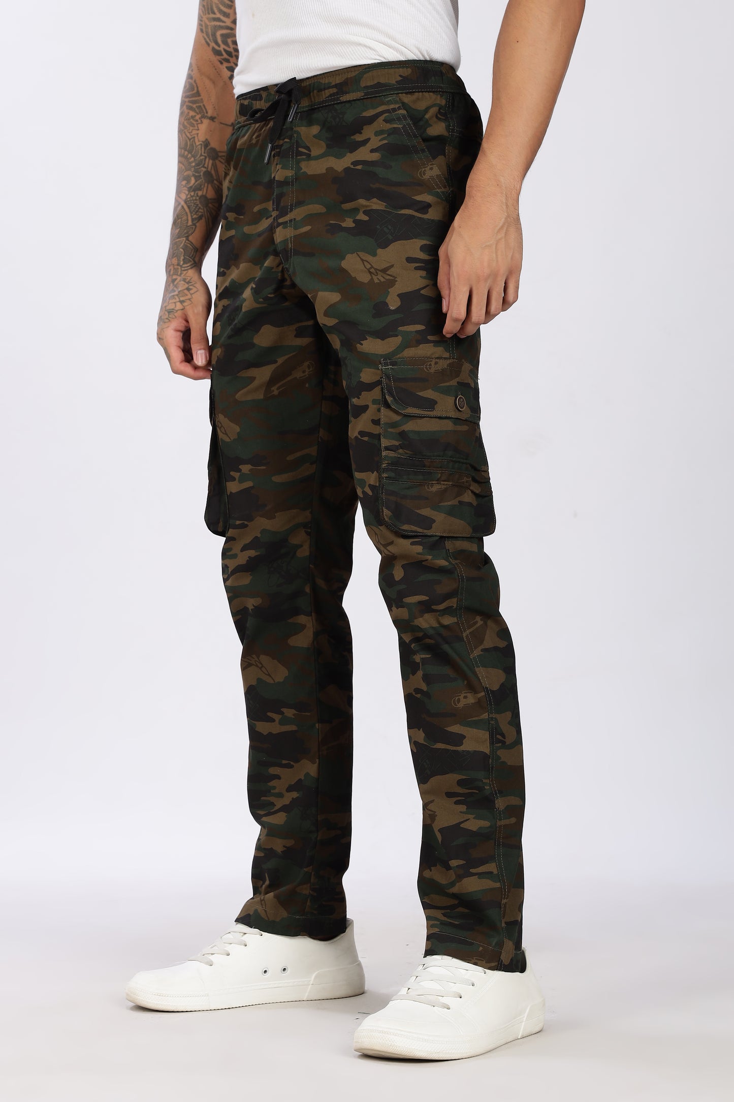 Men's Green Soft Stride Pyjama Pants Military Print Comfort Cotton