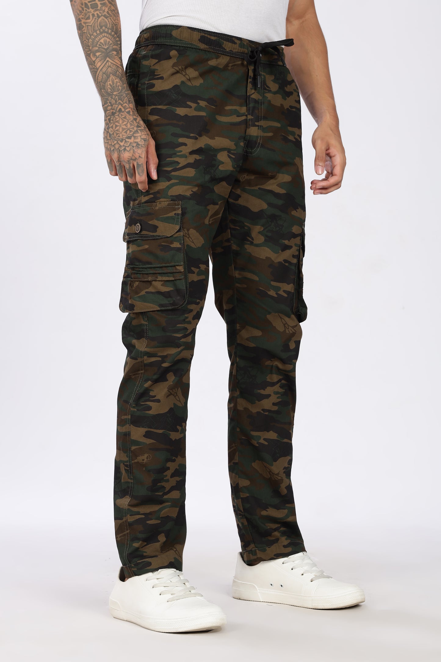Men's Green Soft Stride Pyjama Pants Military Print Comfort Cotton