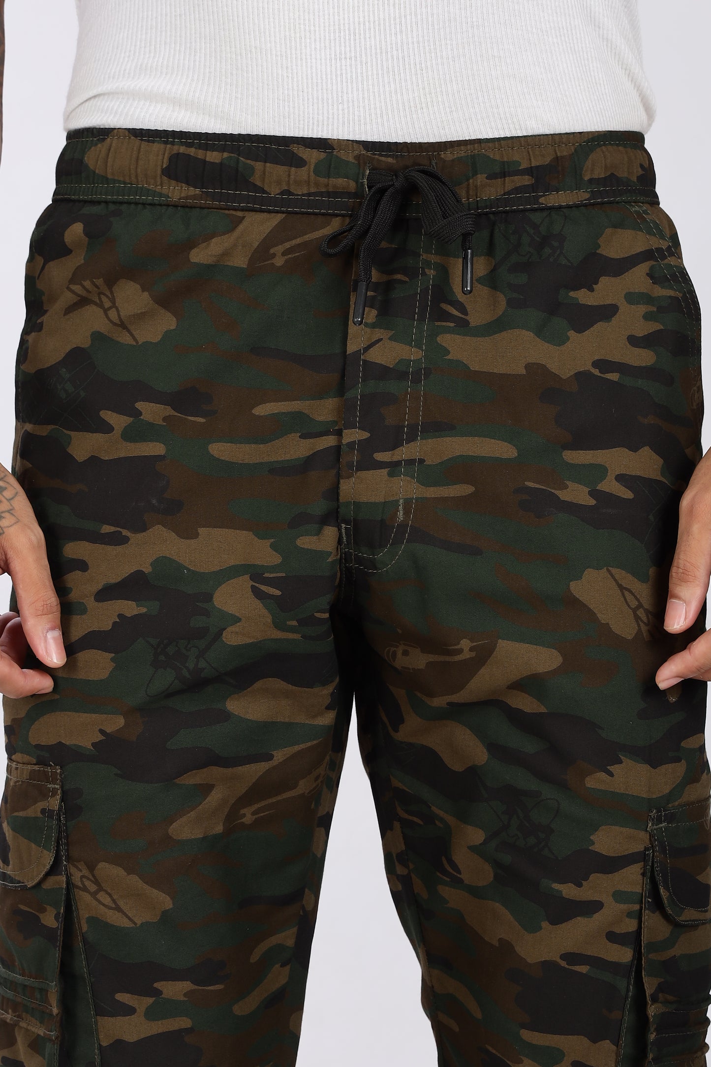 Men's Green Soft Stride Pyjama Pants Military Print Comfort Cotton