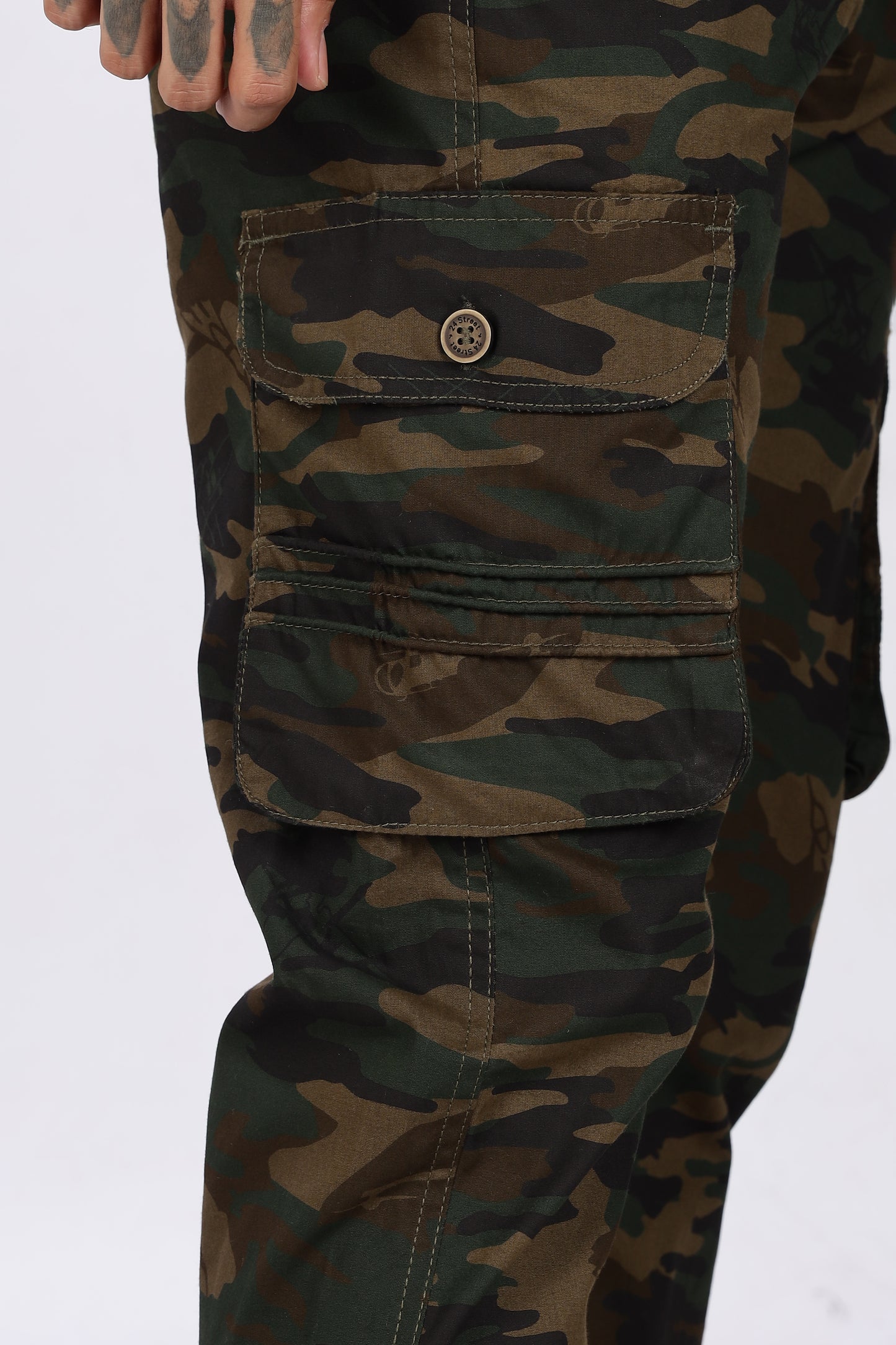 Men's Green Soft Stride Pyjama Pants Military Print Comfort Cotton
