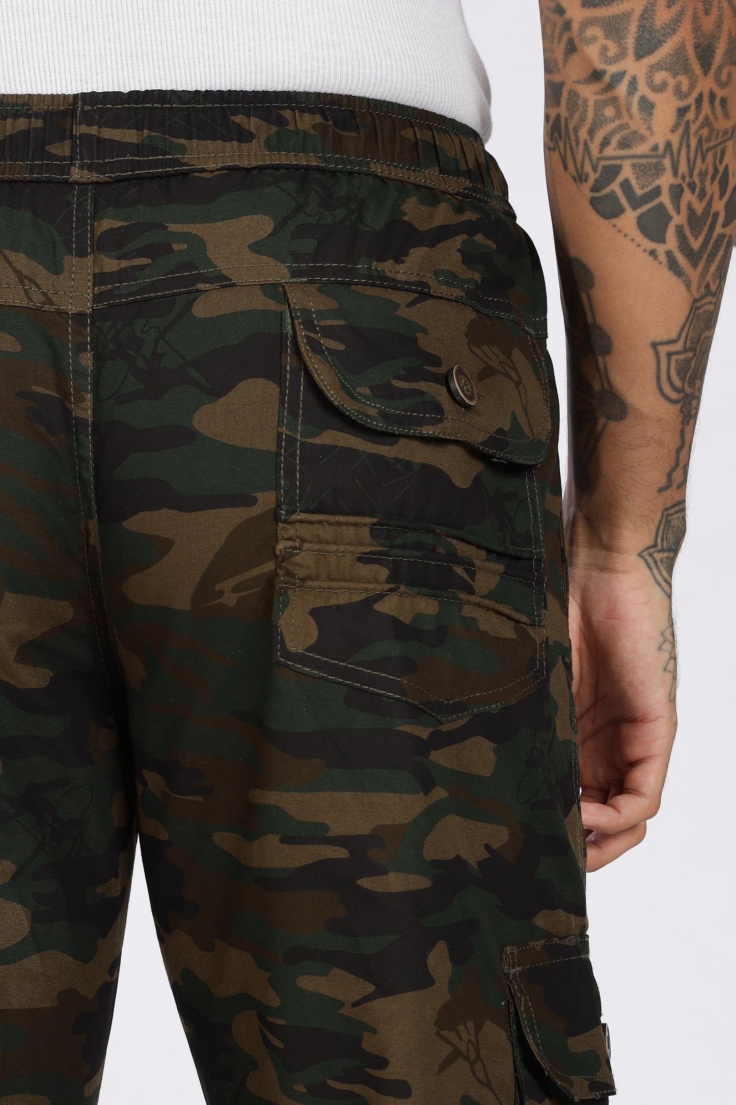 Men's Green Soft Stride Pyjama Pants Military Print Comfort Cotton