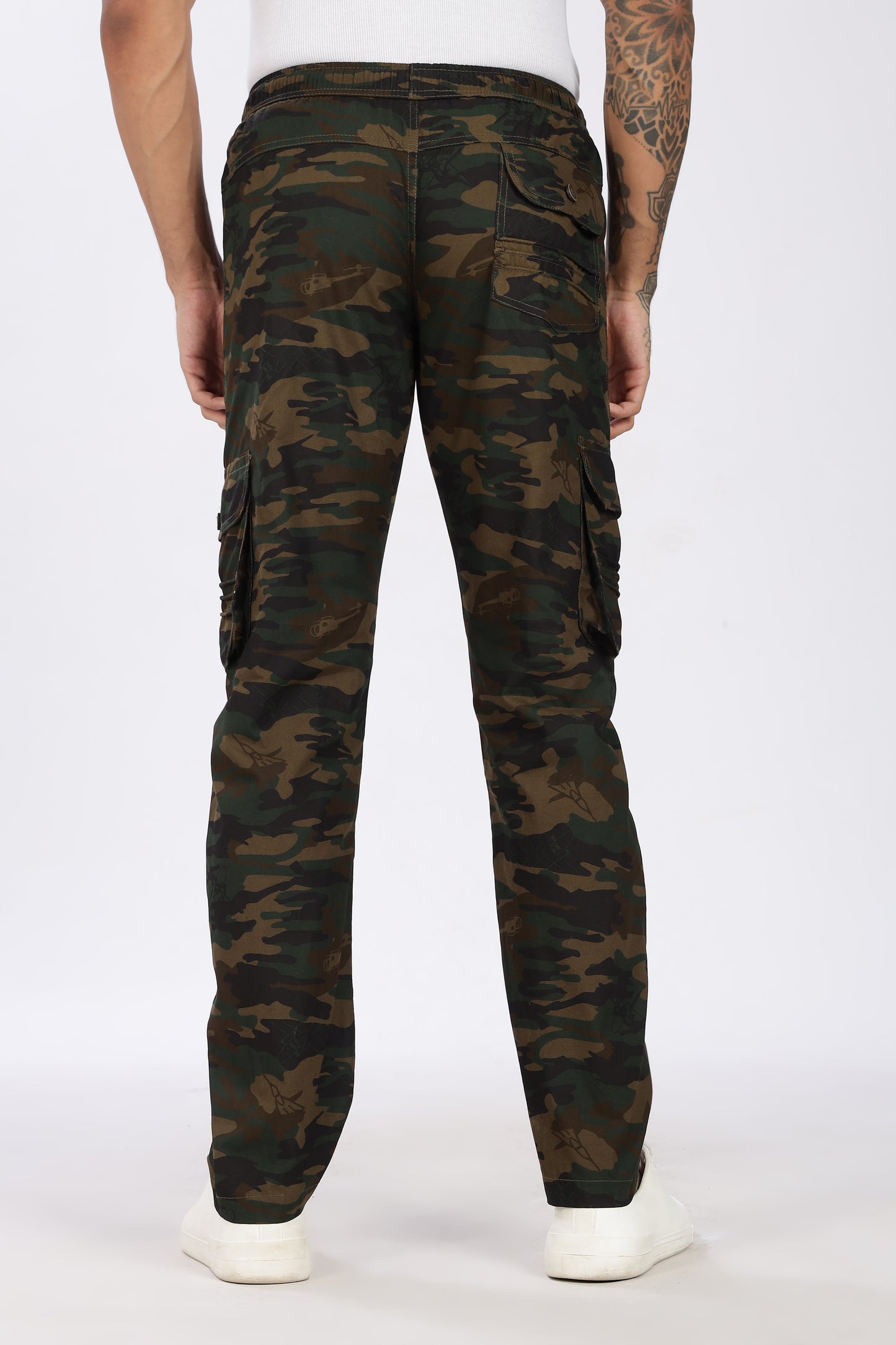 Men's Green Soft Stride Pyjama Pants Military Print Comfort Cotton