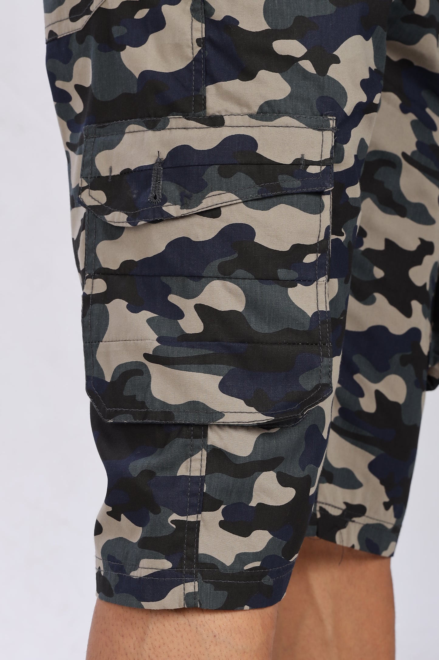 Men's Blue Adventure Capri Military Print Comfort Cotton