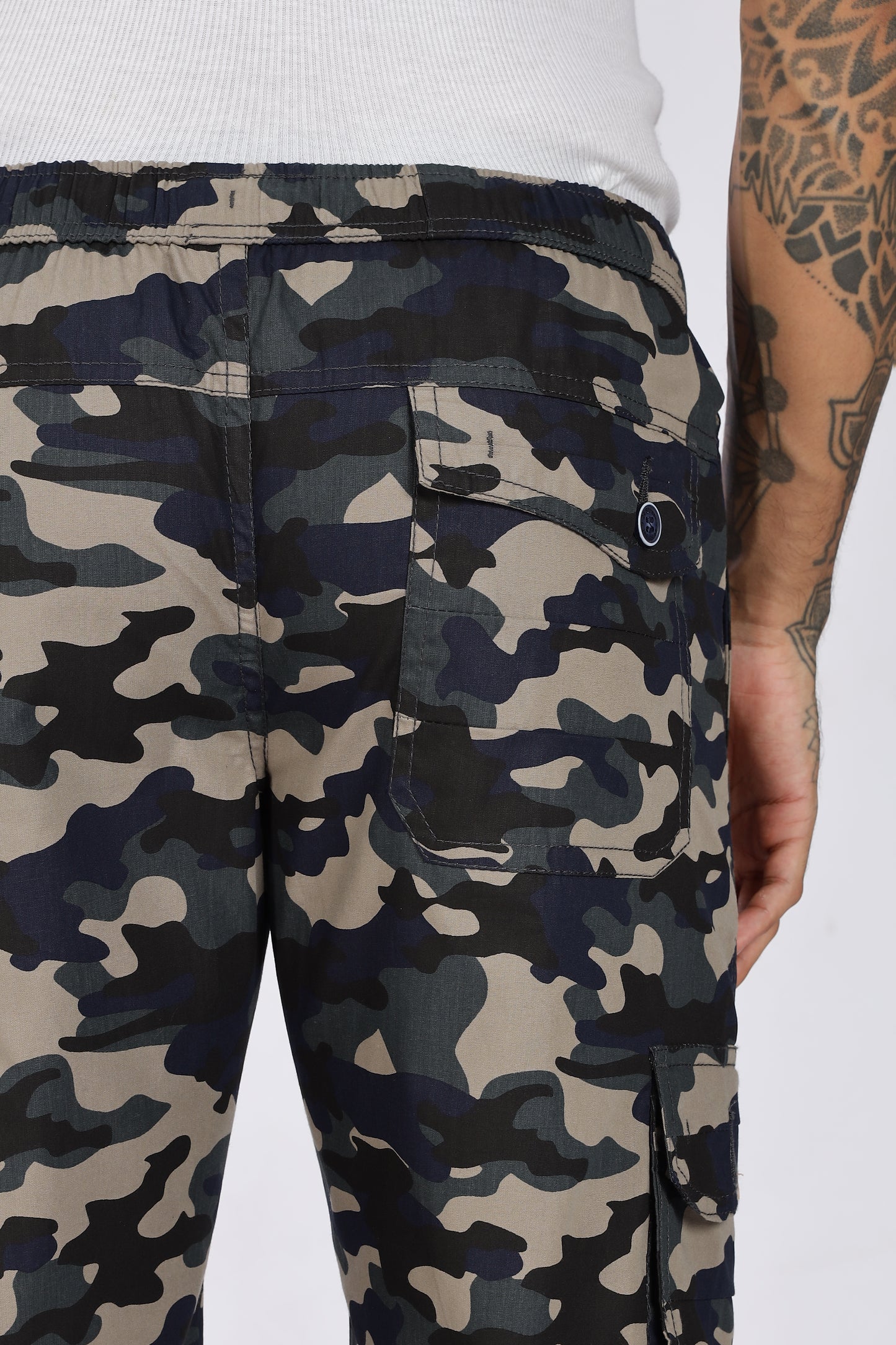 Men's Blue Adventure Capri Military Print Comfort Cotton