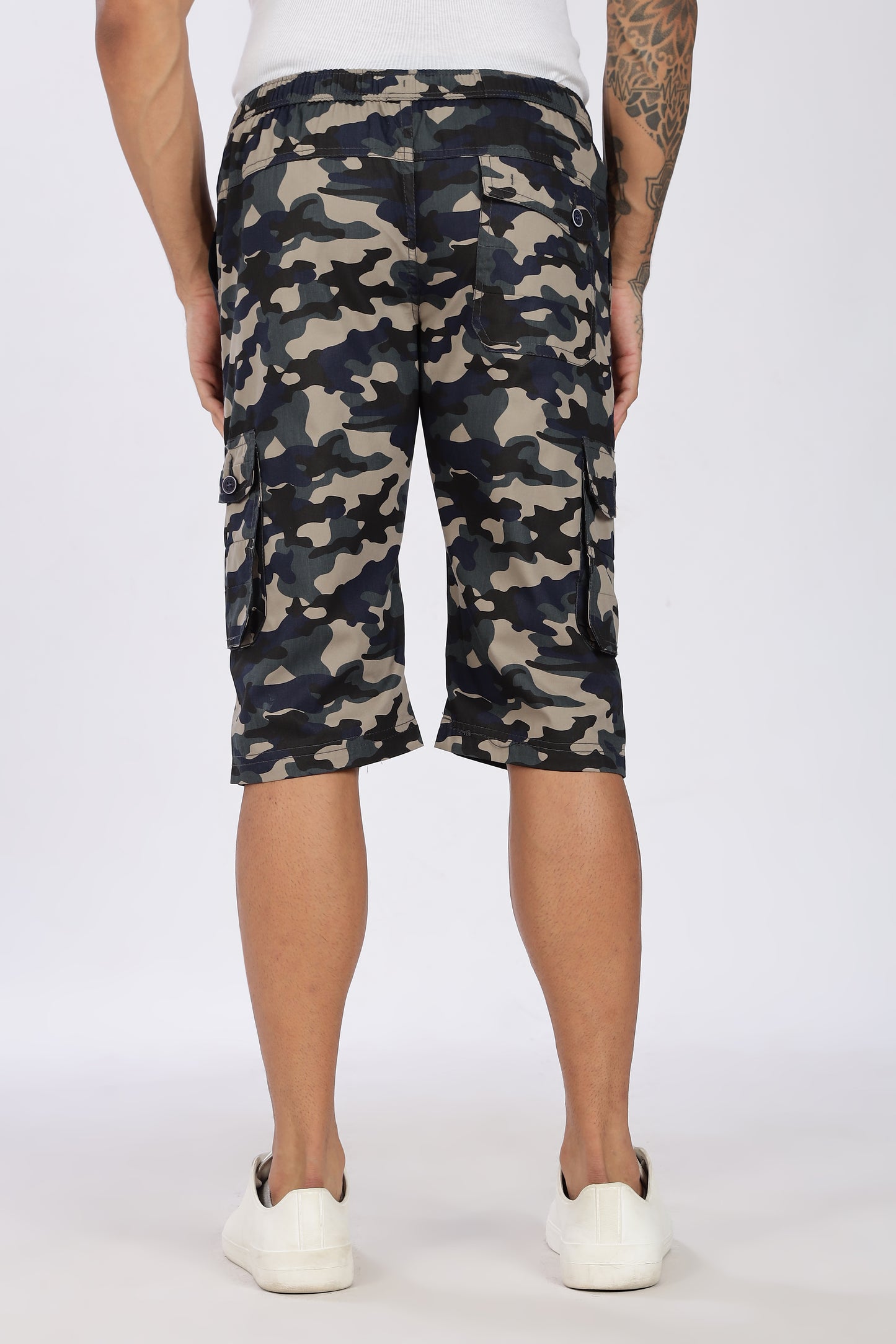 Men's Blue Adventure Capri Military Print Comfort Cotton