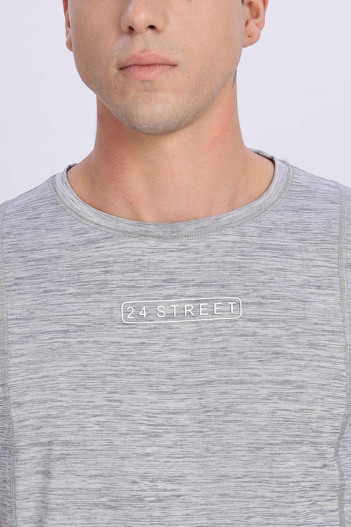 Men's Light Grey Active Wear Half Sleeve T-shirt