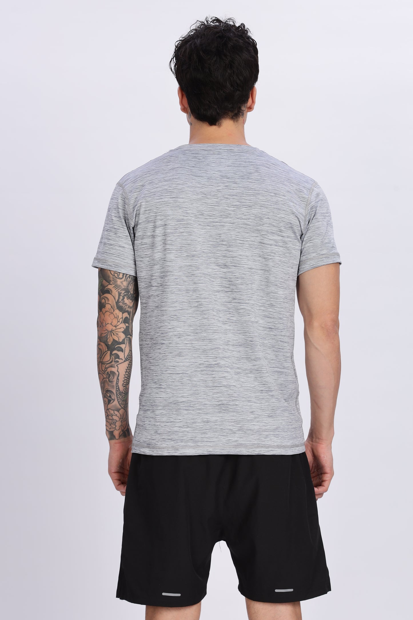 Men's Light Grey Active Wear Half Sleeve T-shirt