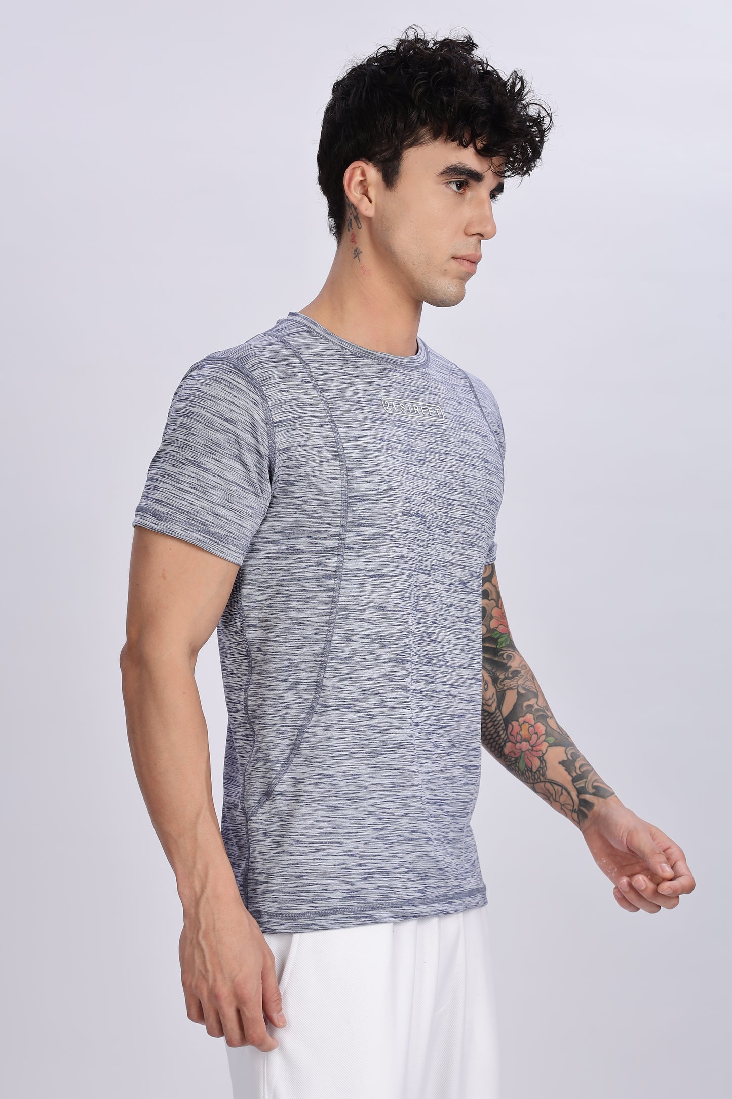 Men's Grey Active Wear Half Sleeve T-shirt