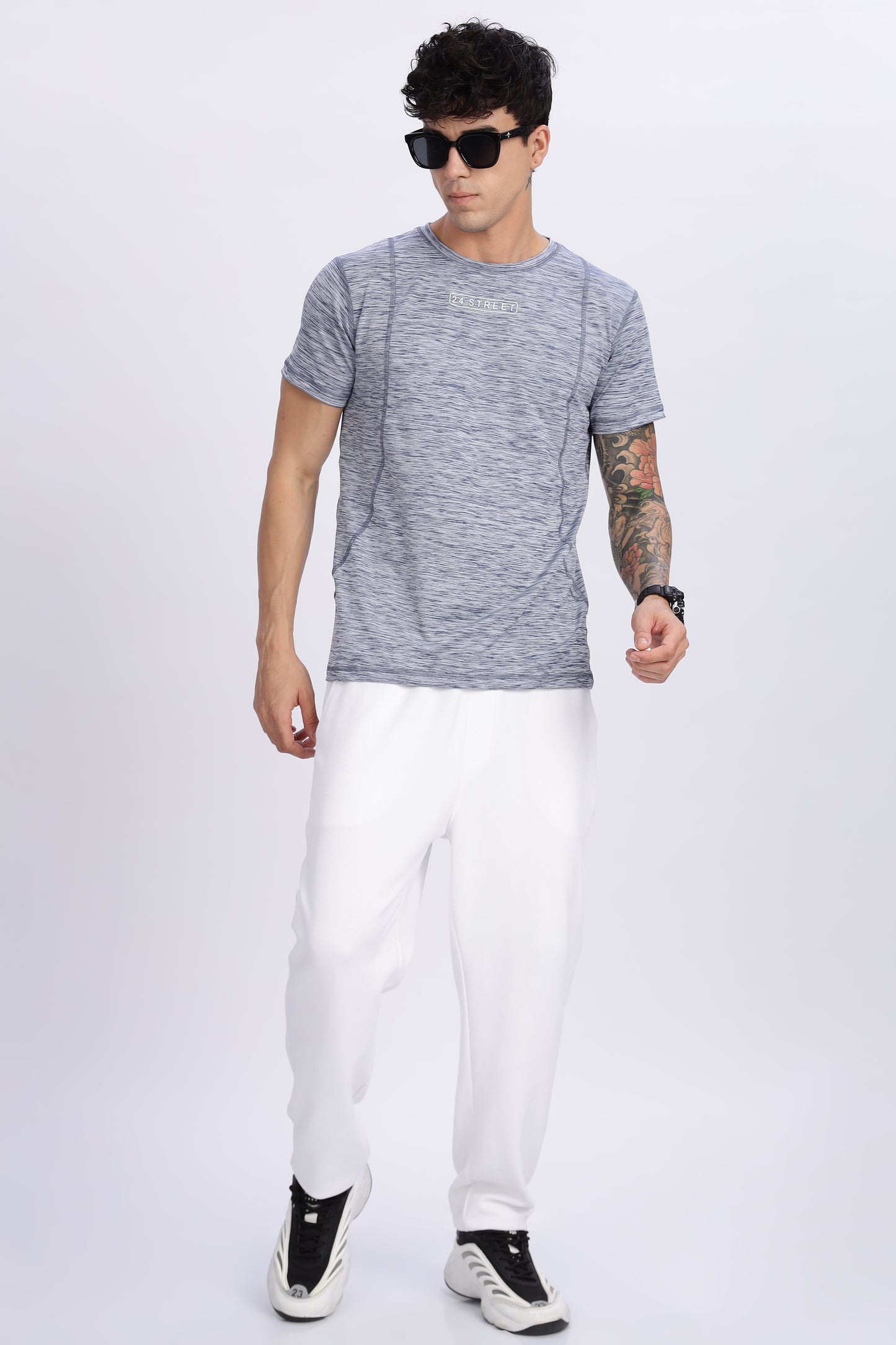 Men's Grey Active Wear Half Sleeve T-shirt