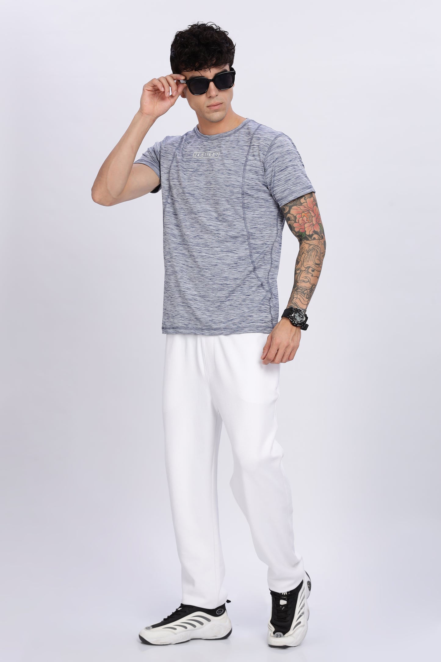 Men's Grey Active Wear Half Sleeve T-shirt