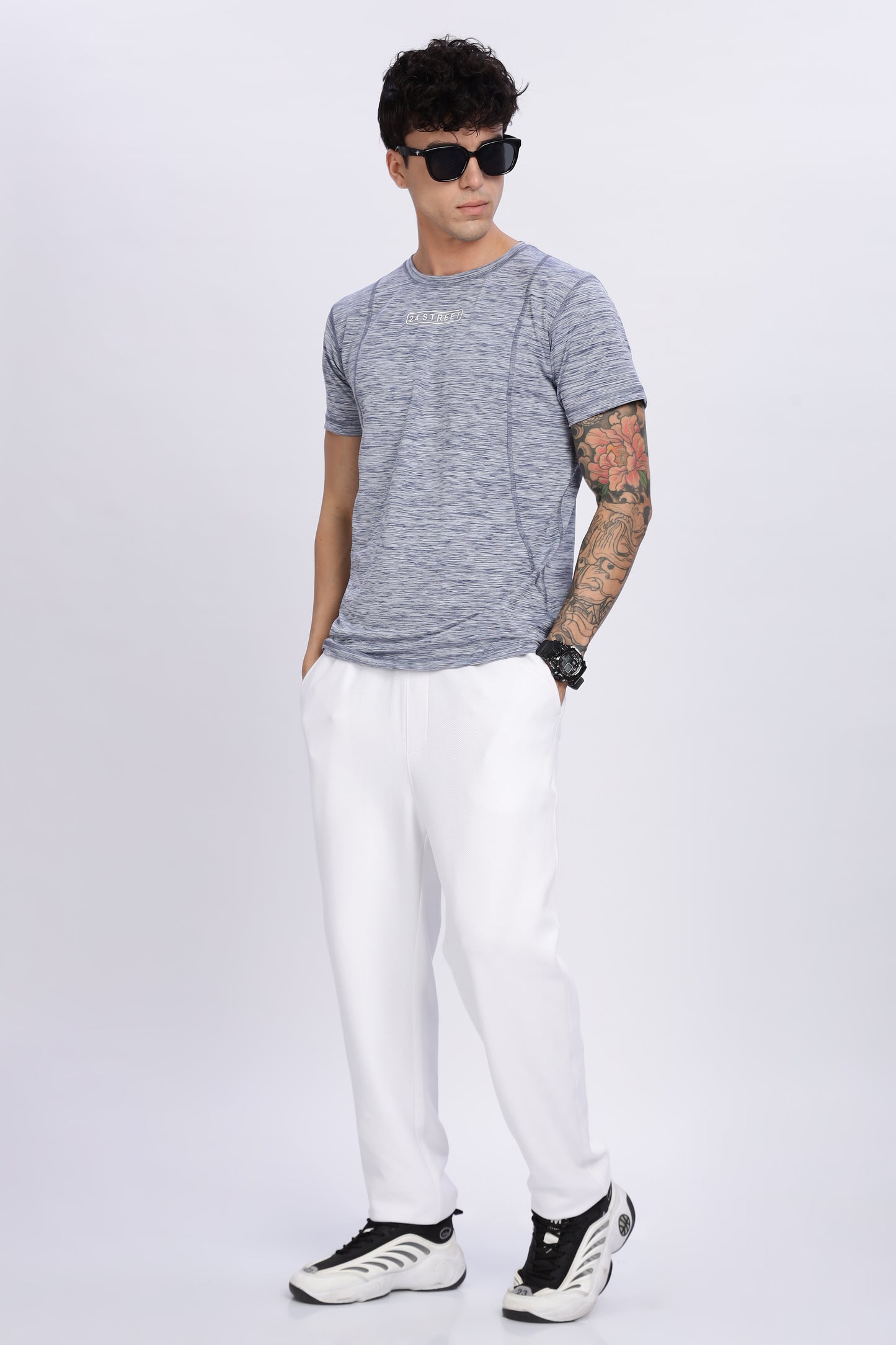 Men's Grey Active Wear Half Sleeve T-shirt