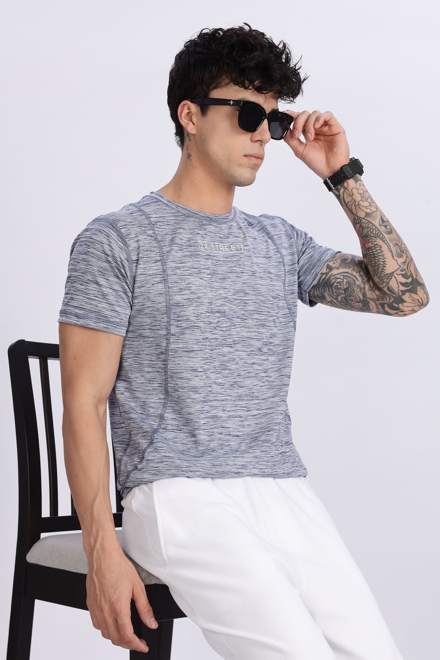 Men's Grey Active Wear Half Sleeve T-shirt