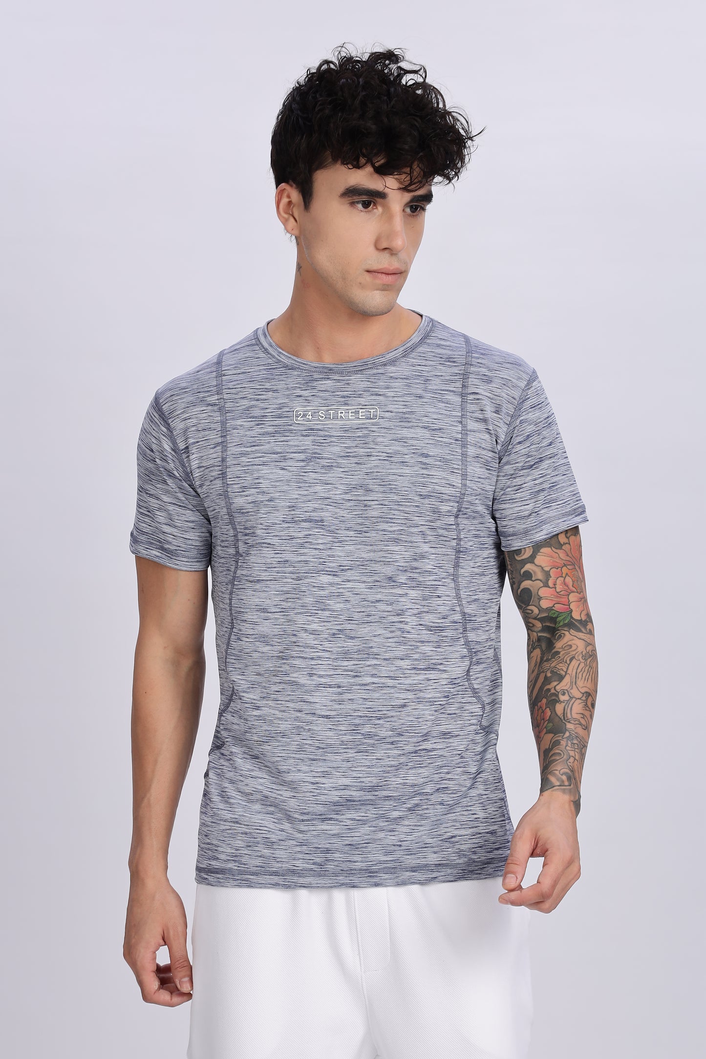 Men's Grey Active Wear Half Sleeve T-shirt