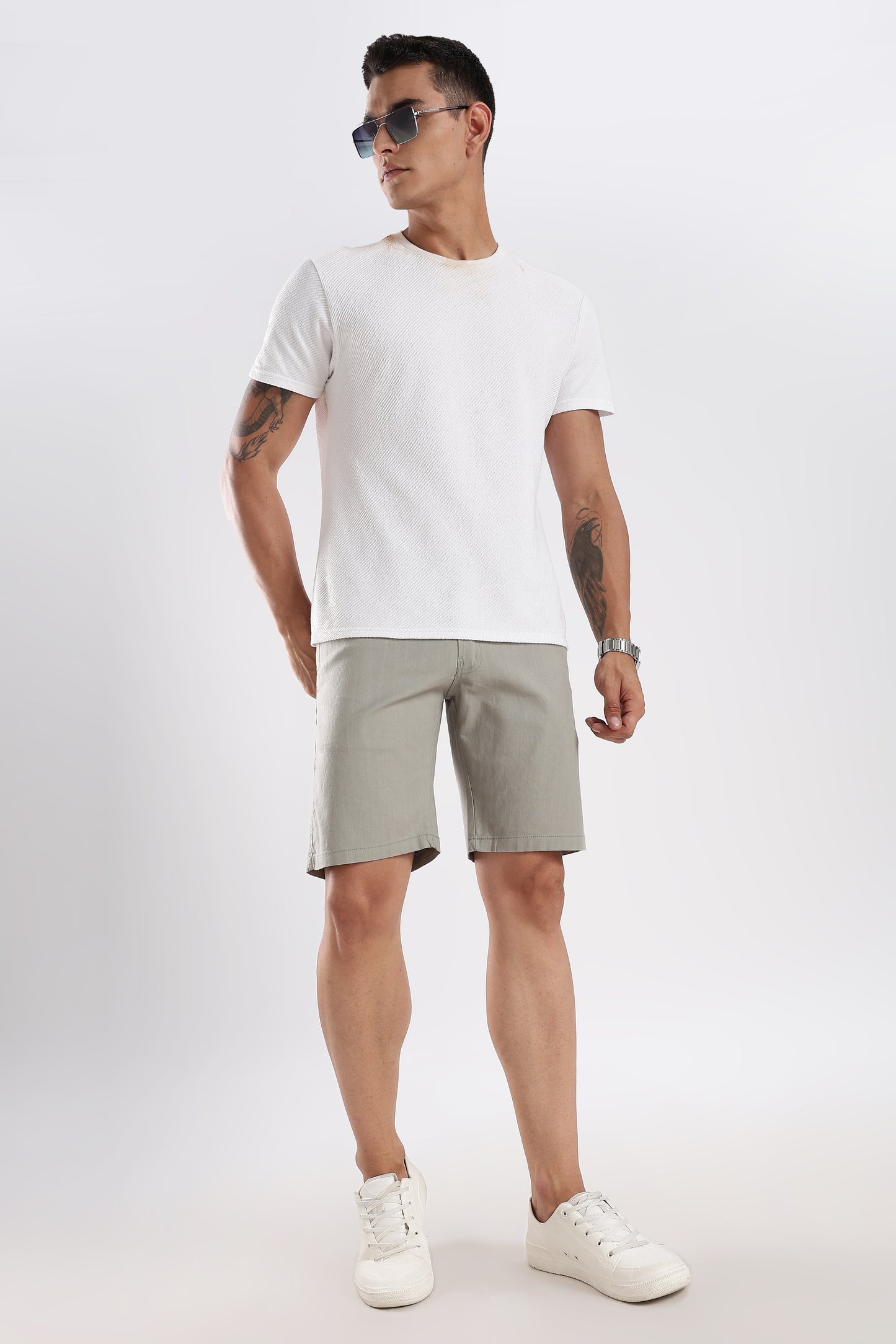 Men's linen Postel Olive comfort crop pant