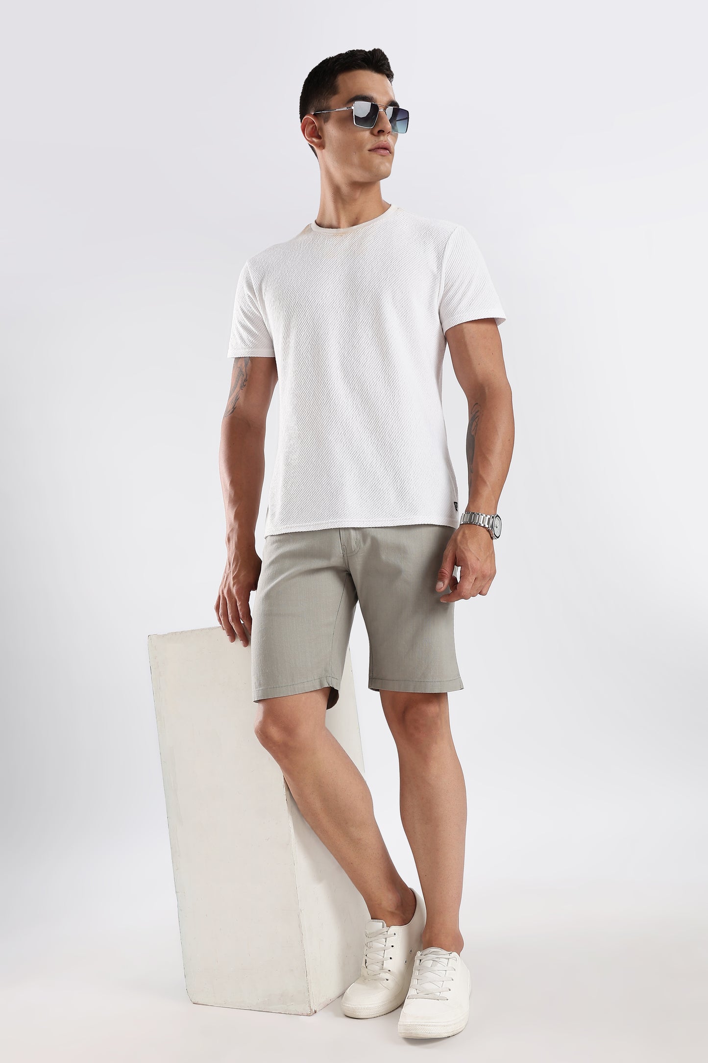 Men's linen Postel Olive comfort crop pant