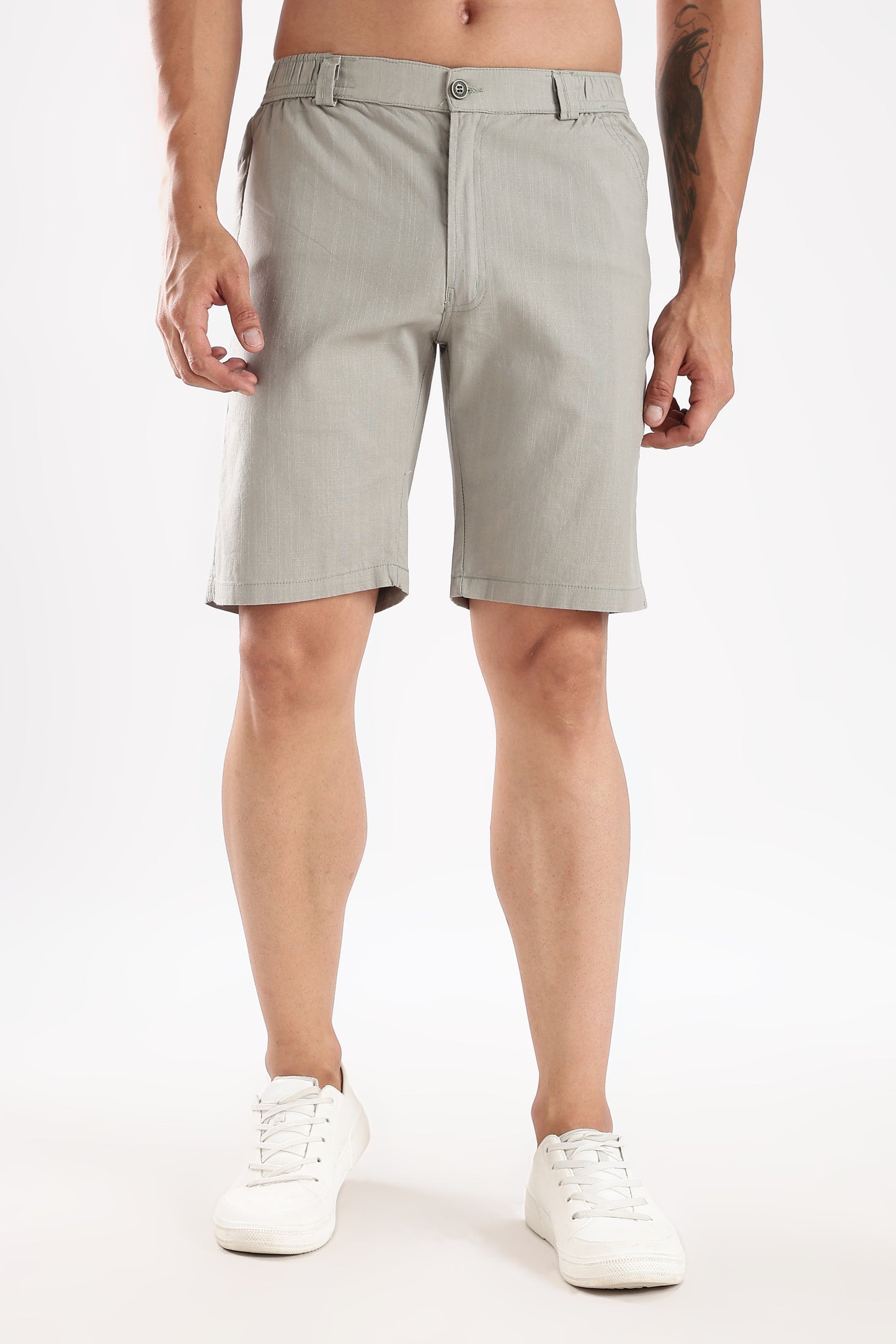 Men's linen Postel Olive comfort crop pant