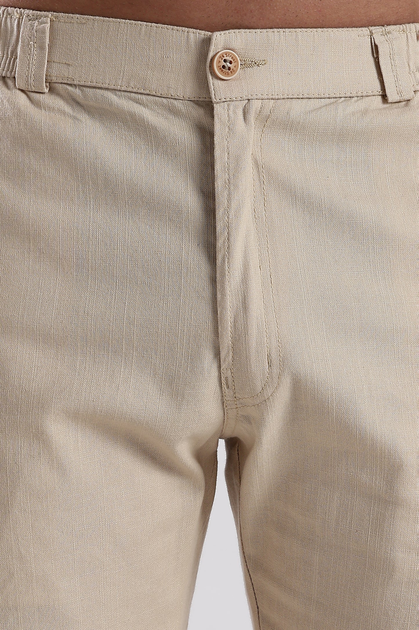 Men's linen Beige comfort crop pant