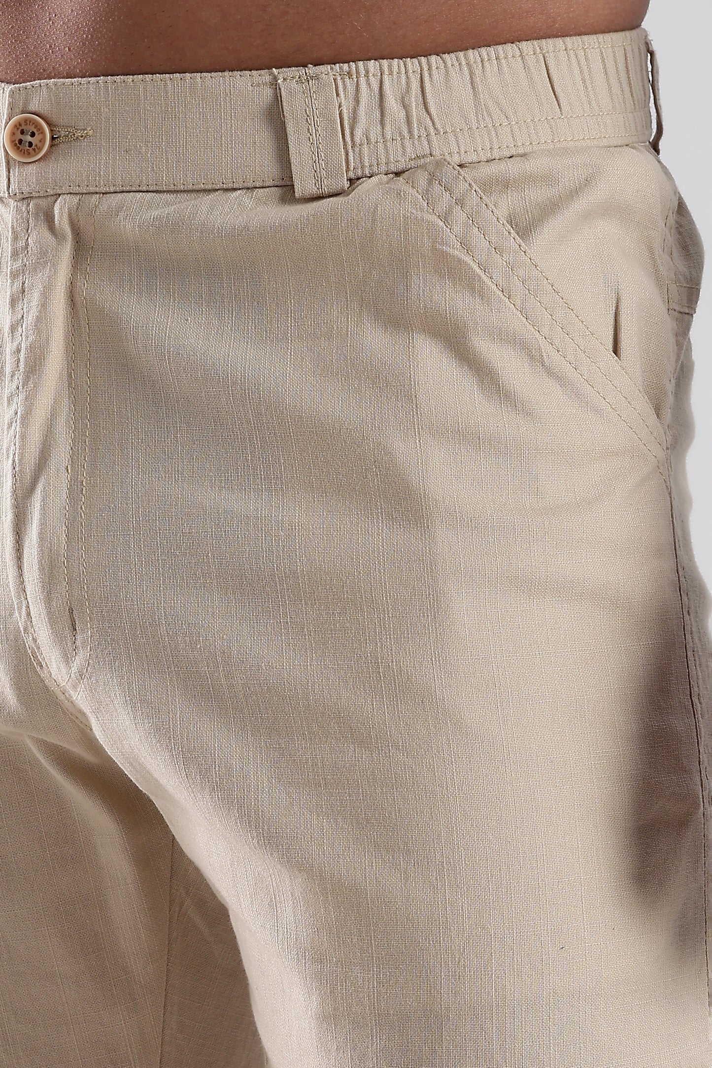 Men's linen Beige comfort crop pant
